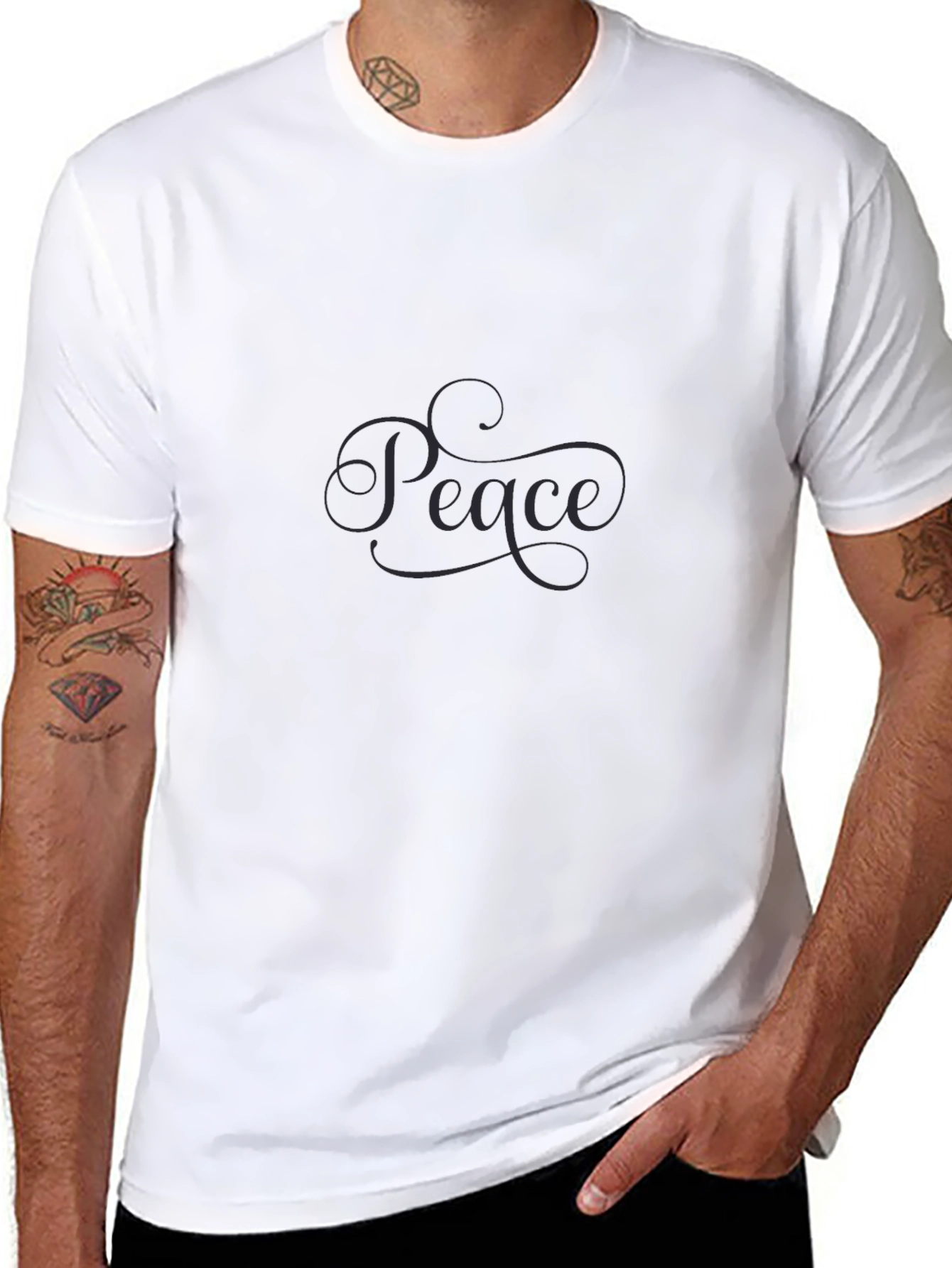 Peace Script Black T-Shirt
