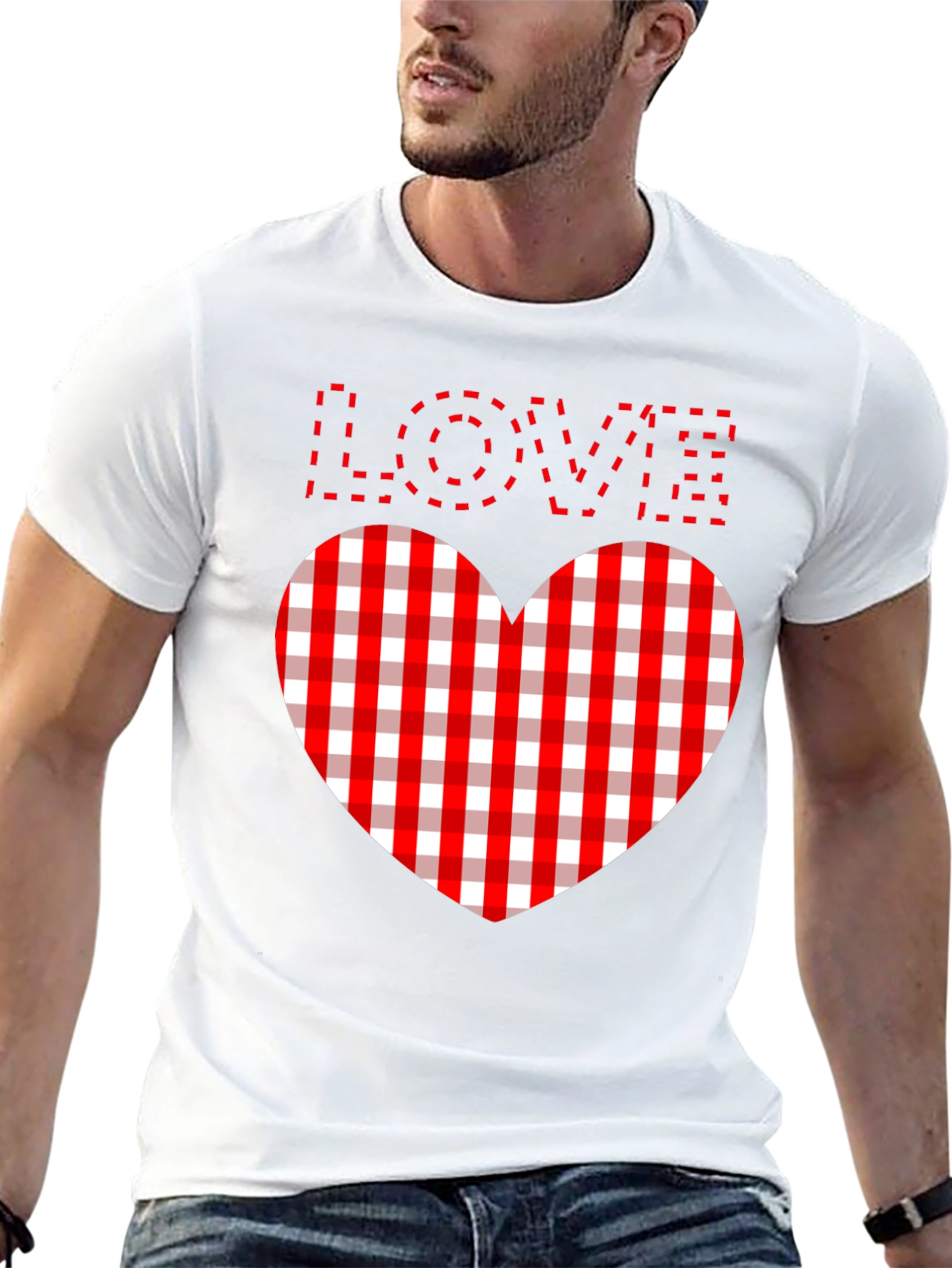 Love Heart Plaid Graphic Tee