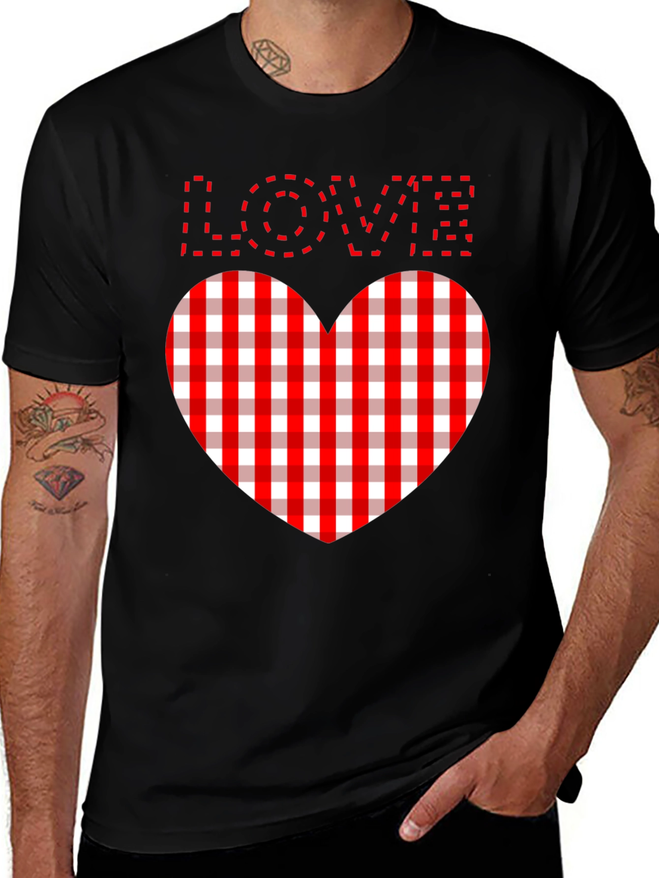 Love Heart Plaid Graphic Tee