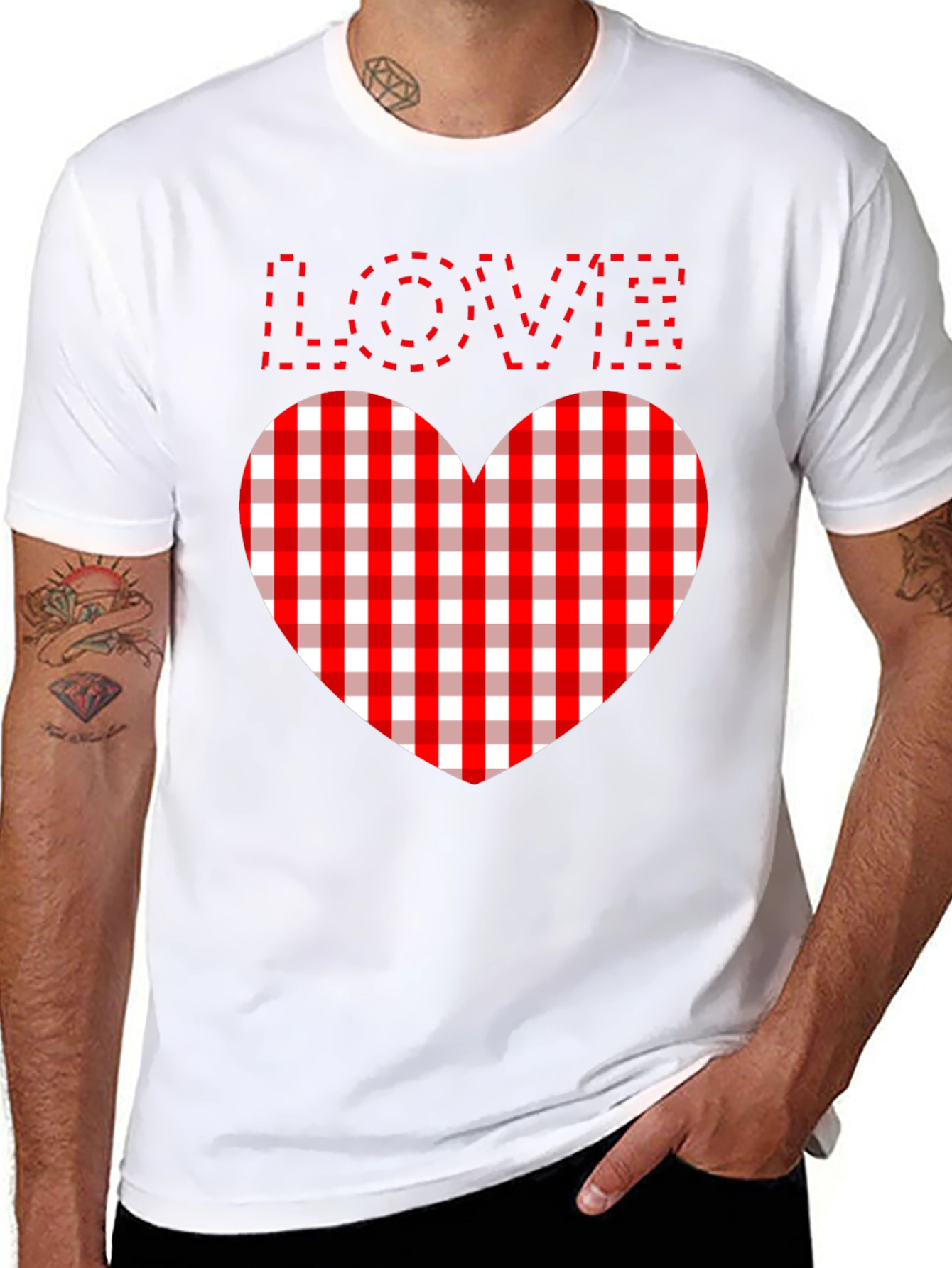 Love Heart Plaid Graphic Tee