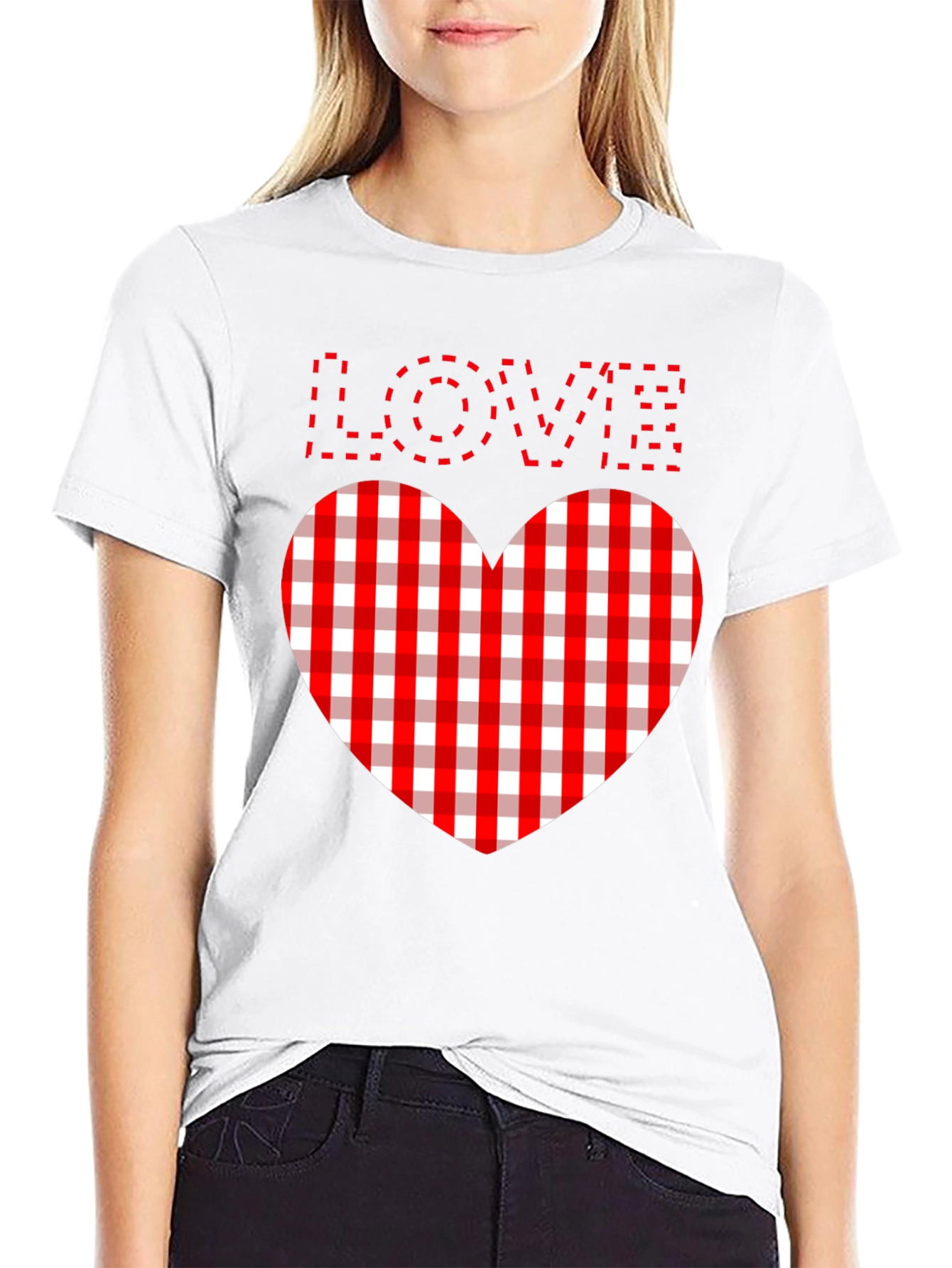 Love Heart Plaid Graphic Tee