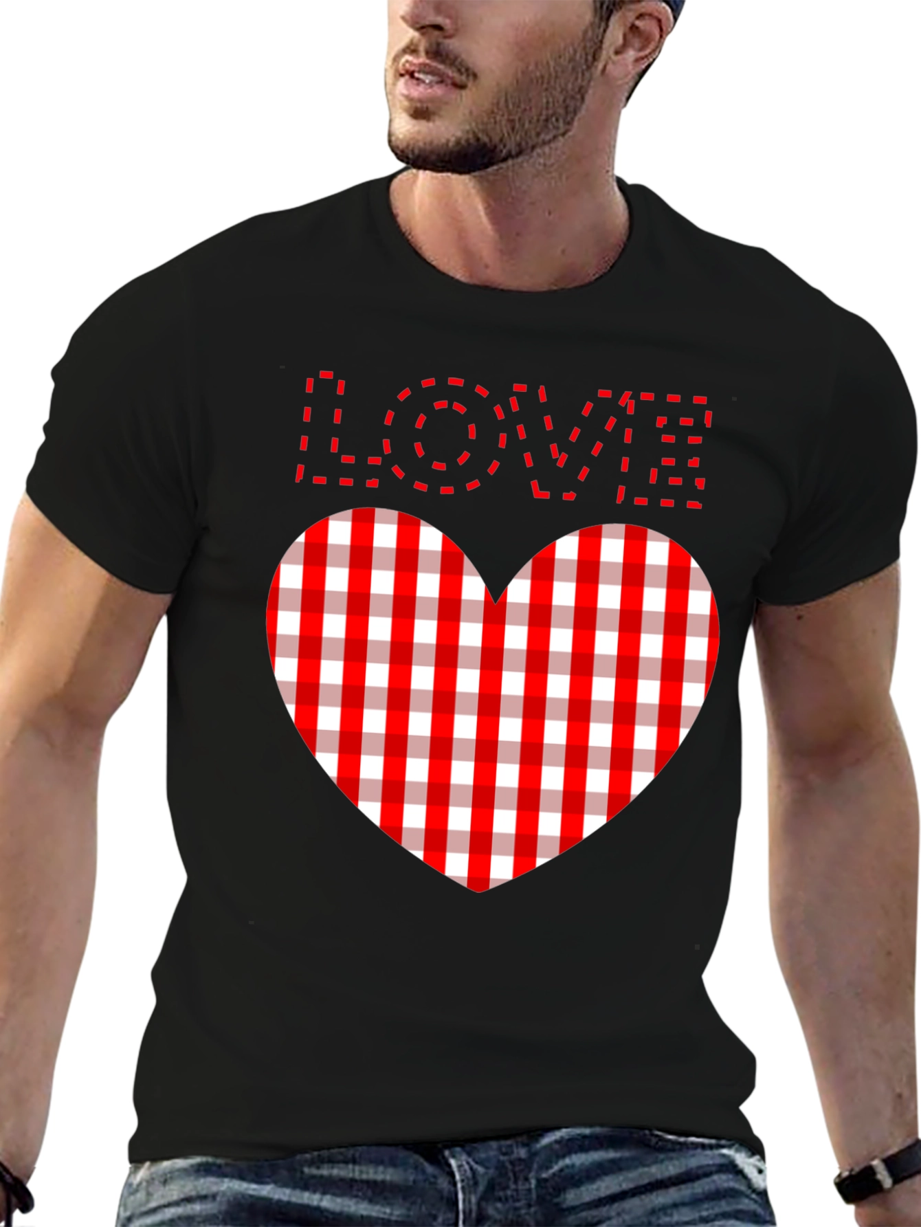 Love Heart Plaid Graphic Tee