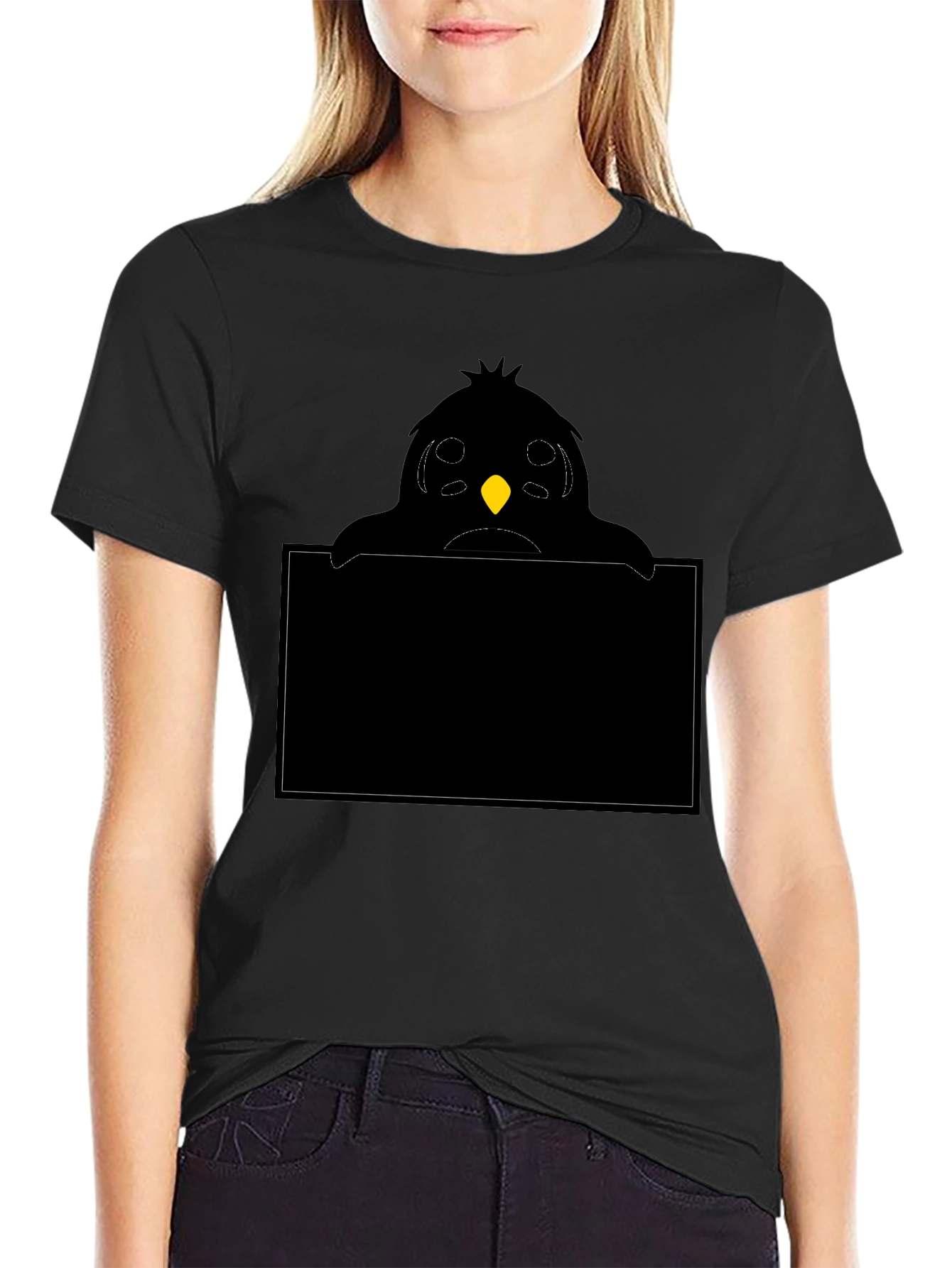 Black T-Shirt with Penguin Graphic