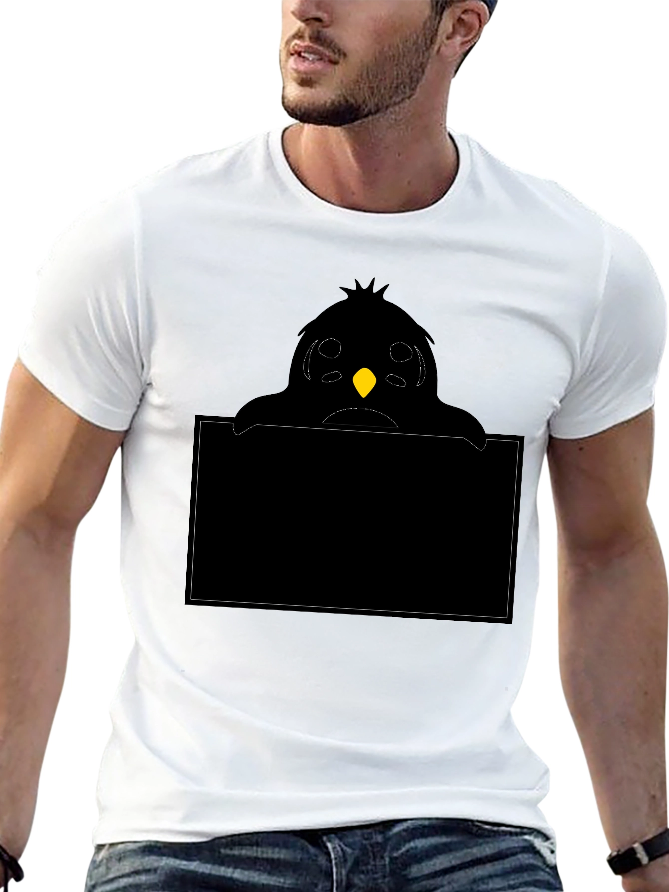 Black T-Shirt with Penguin Graphic