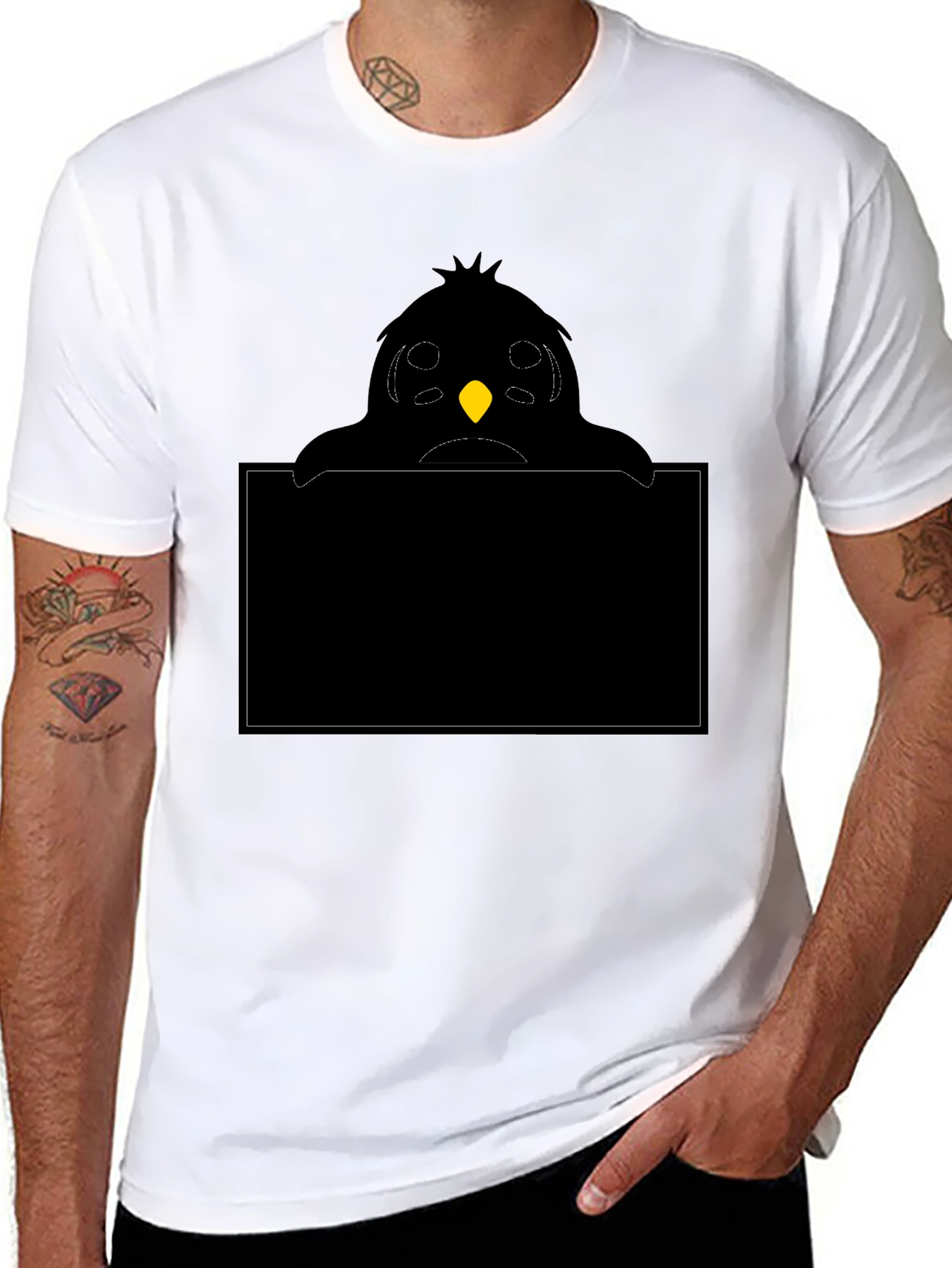 Black T-Shirt with Penguin Graphic
