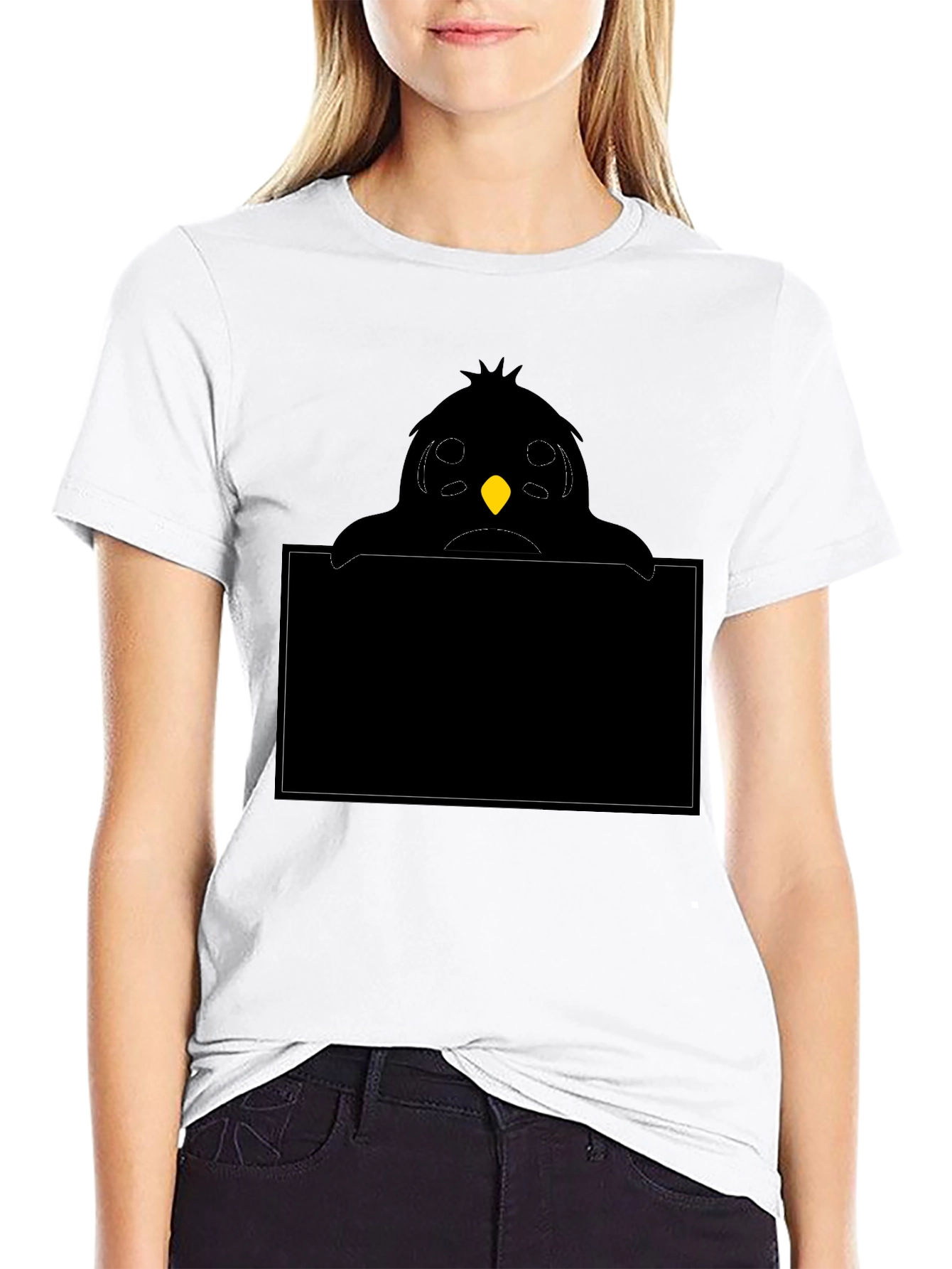 Black T-Shirt with Penguin Graphic