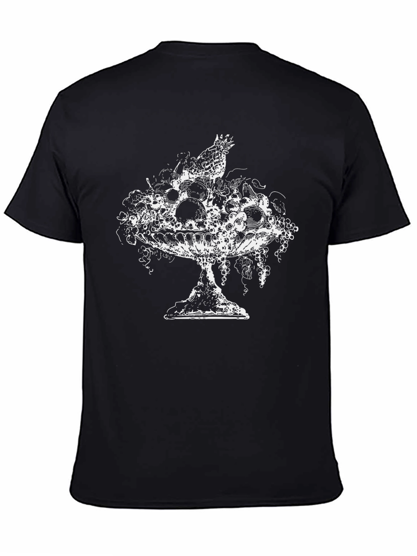 Mens Black T-Shirt with Fruit Bowl Graphic