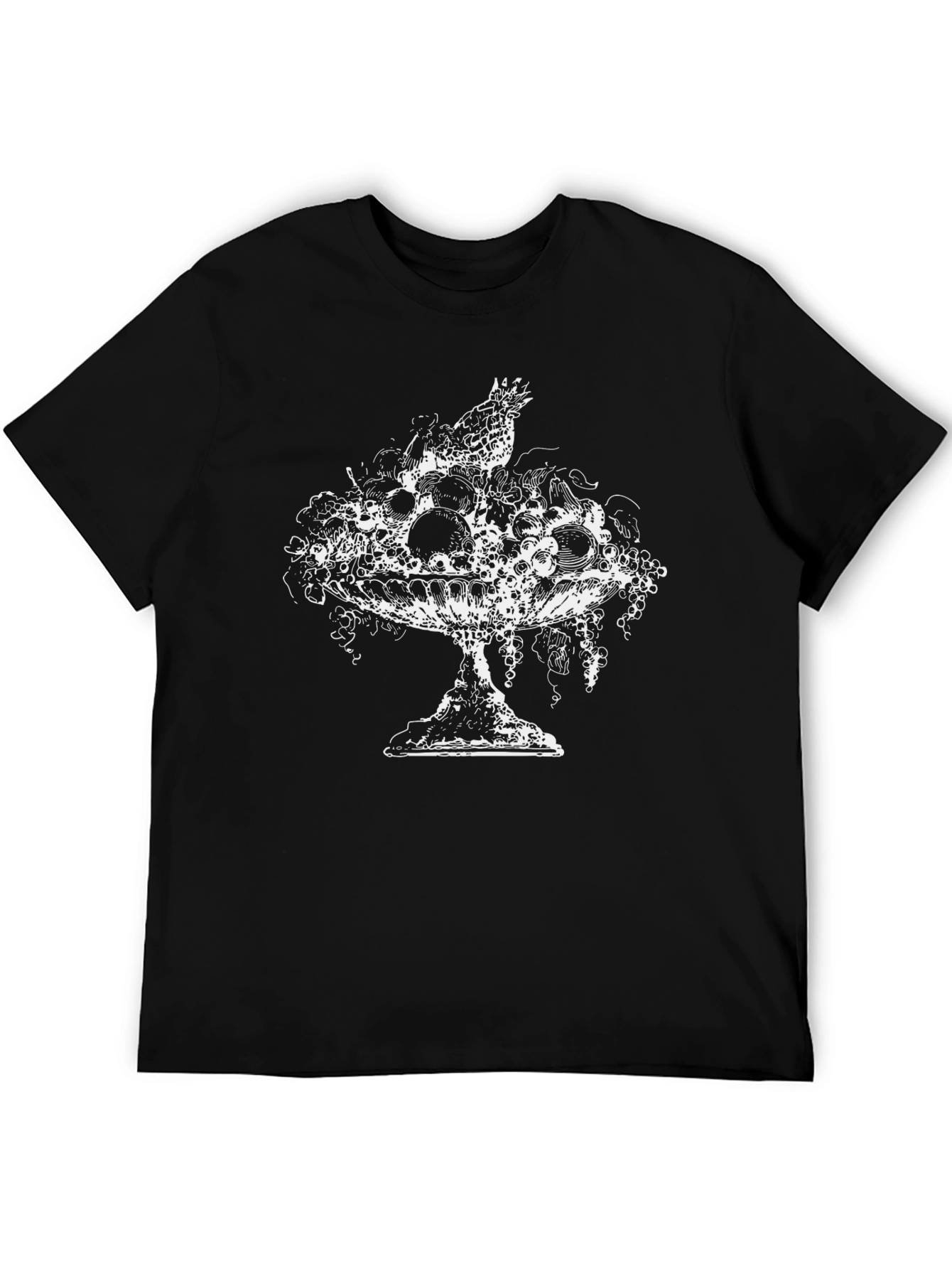 Mens Black T-Shirt with Fruit Bowl Graphic