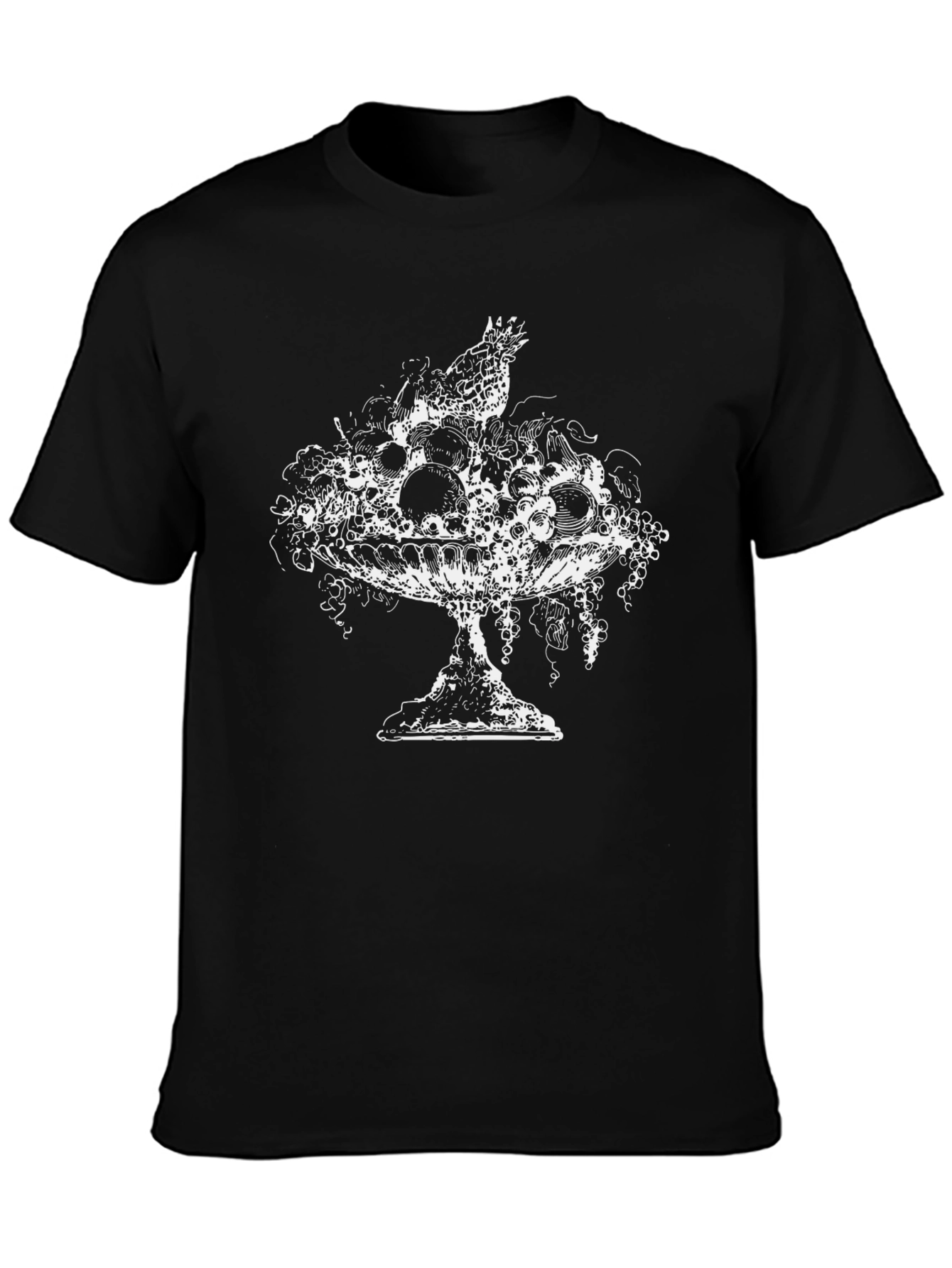 Mens Black T-Shirt with Fruit Bowl Graphic