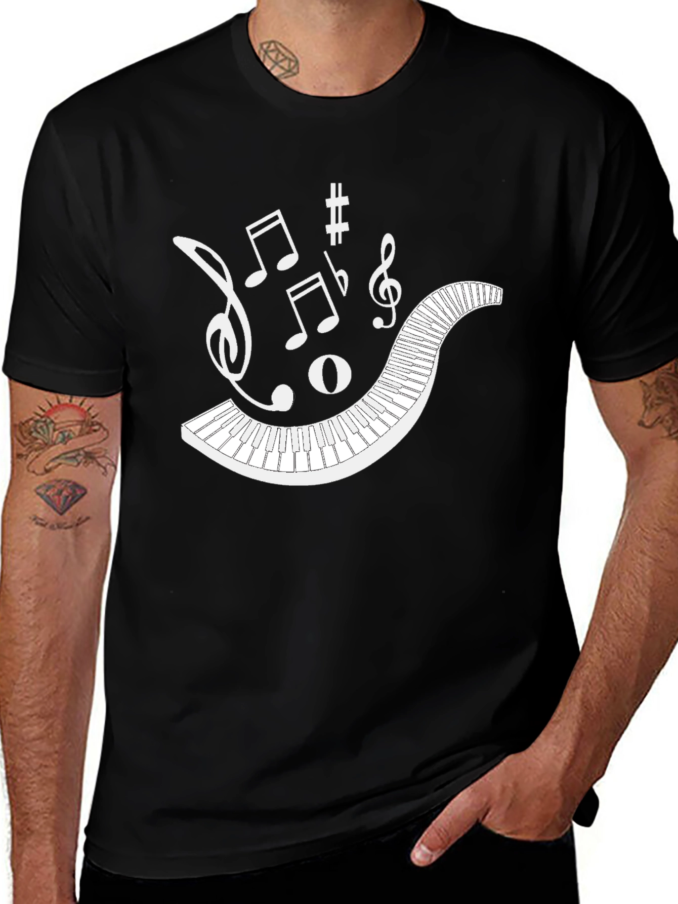 Musical Keyboard Notes Graphic Tee