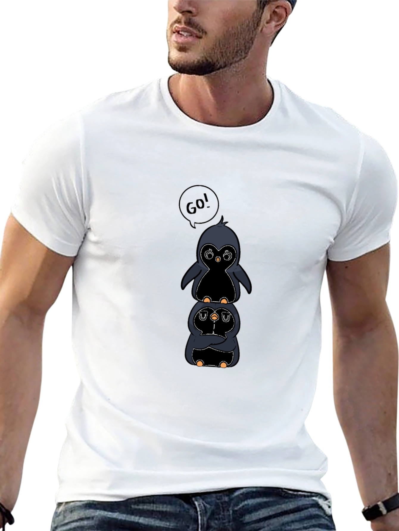 Penguin Stack Black T-Shirt