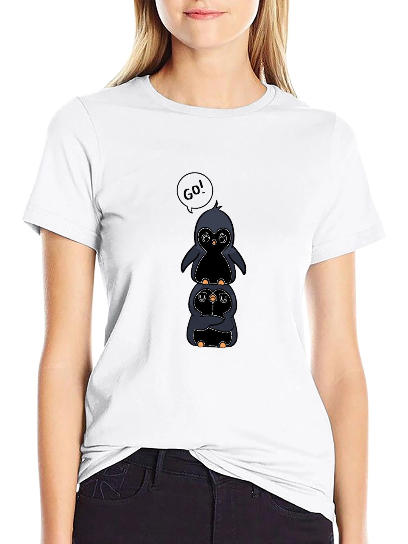 Penguin Stack Black T-Shirt