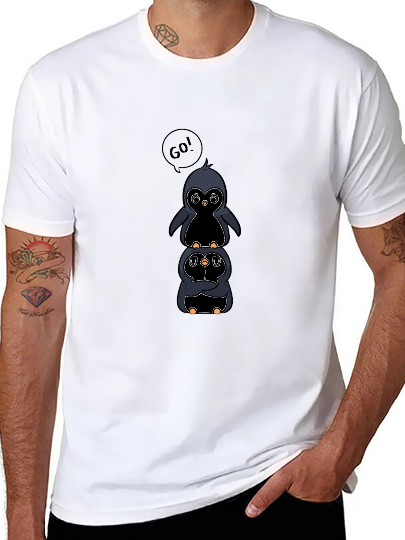Penguin Stack Black T-Shirt