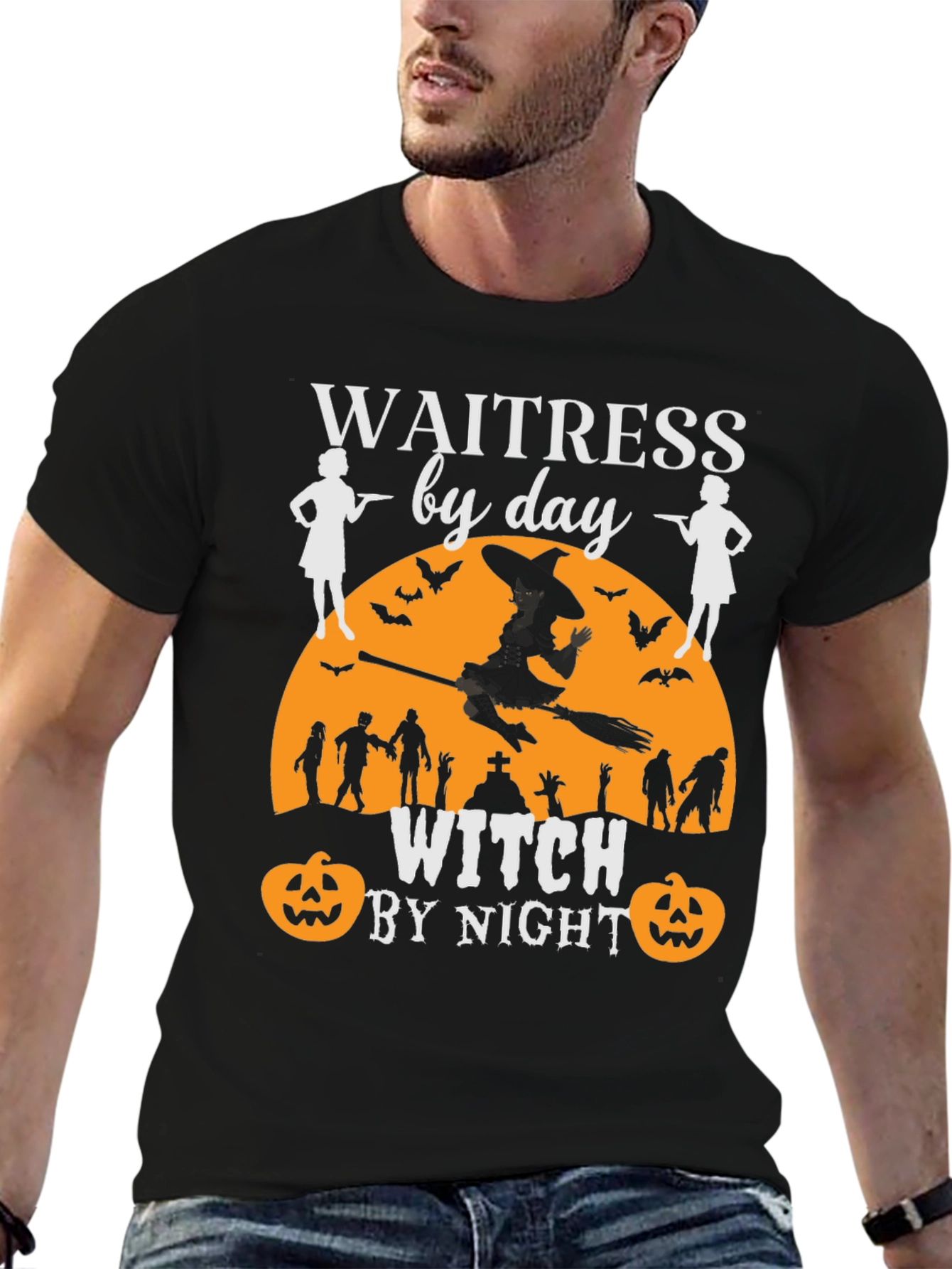 Waitress by Day Witch by Night Halloween T-Shirt