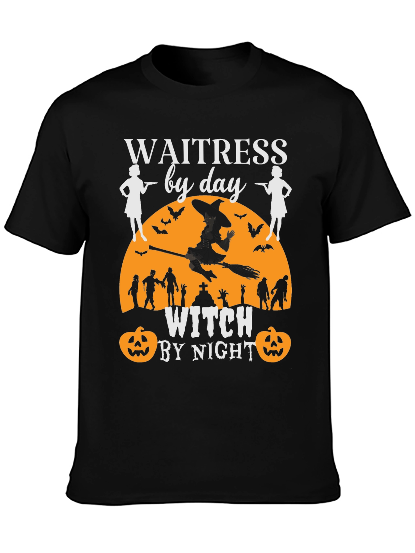 Waitress by Day Witch by Night Halloween T-Shirt