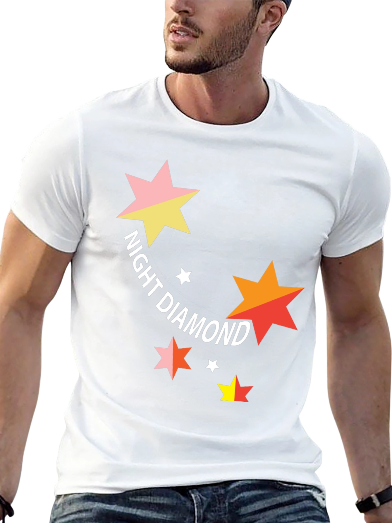 Night Diamond Star Graphic Black T-Shirt
