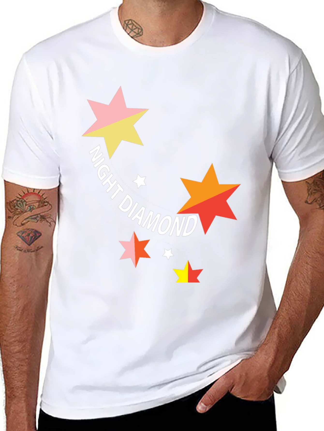 Night Diamond Star Graphic Black T-Shirt