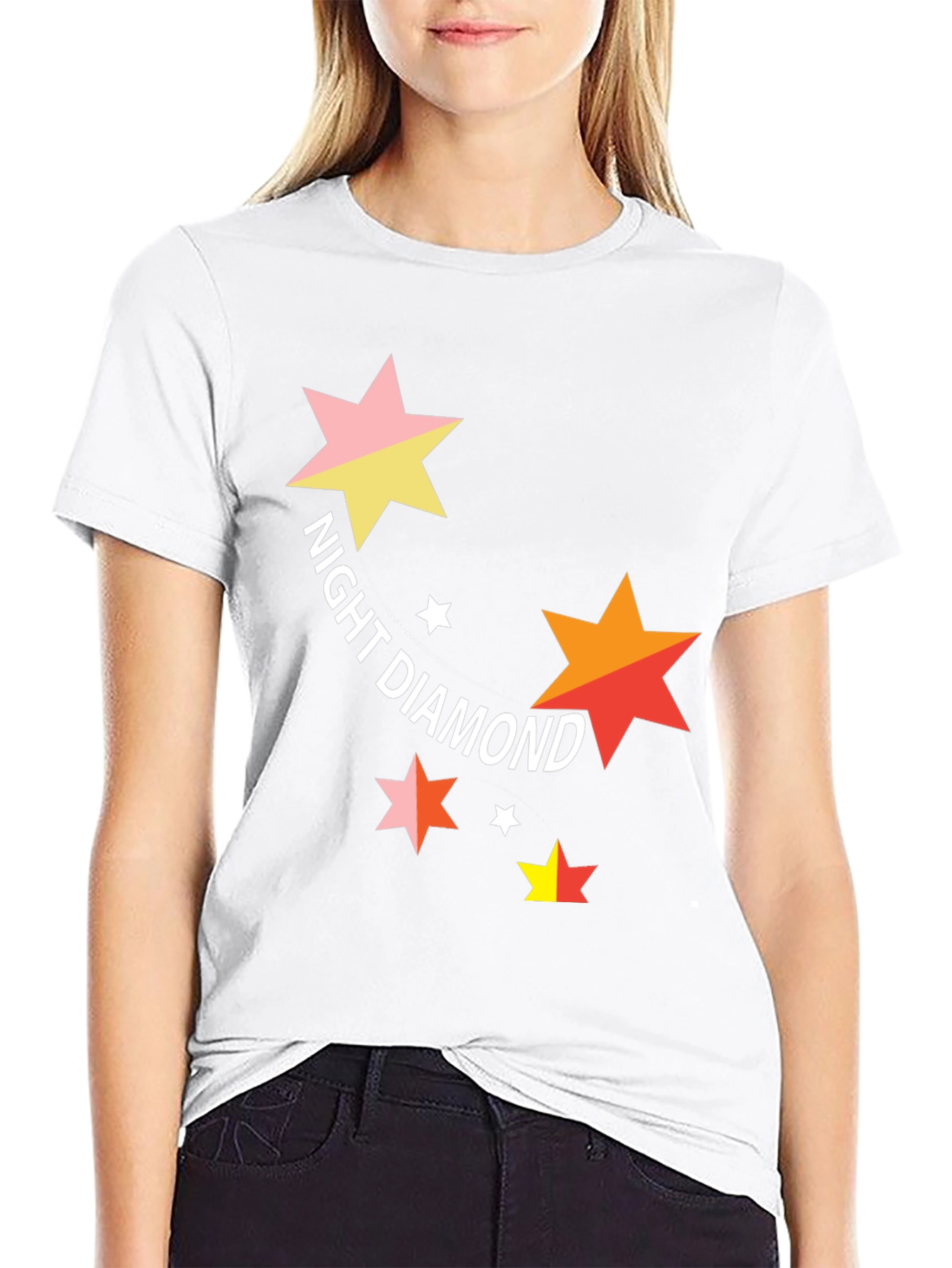 Night Diamond Star Graphic Black T-Shirt