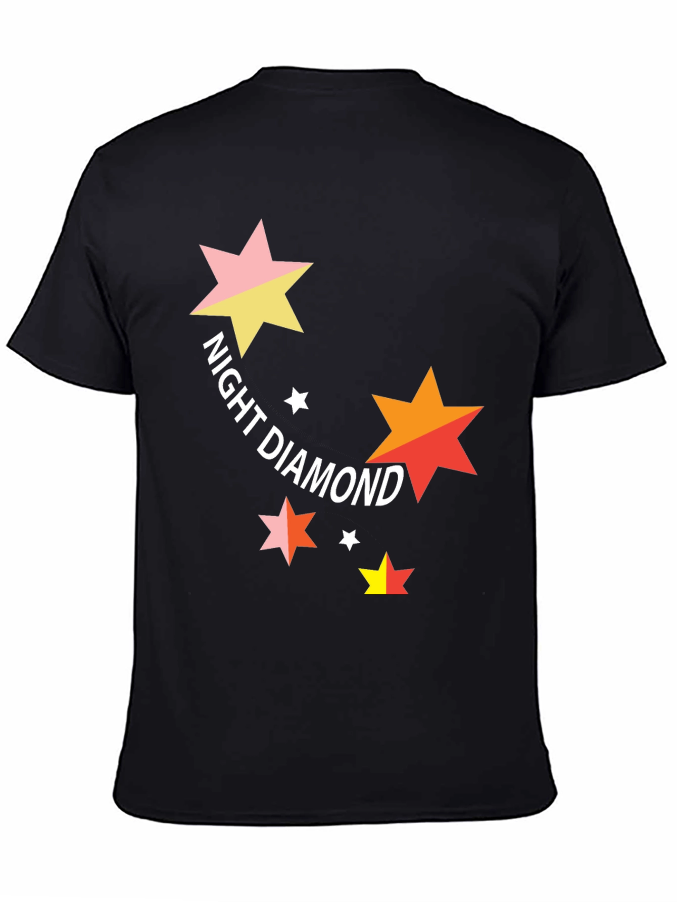 Night Diamond Star Graphic Black T-Shirt