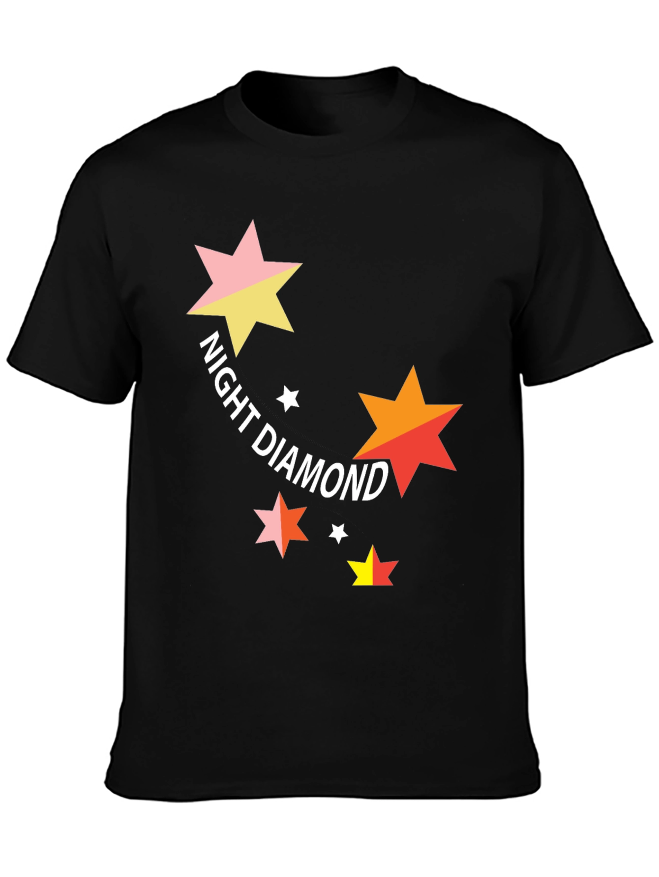 Night Diamond Star Graphic Black T-Shirt
