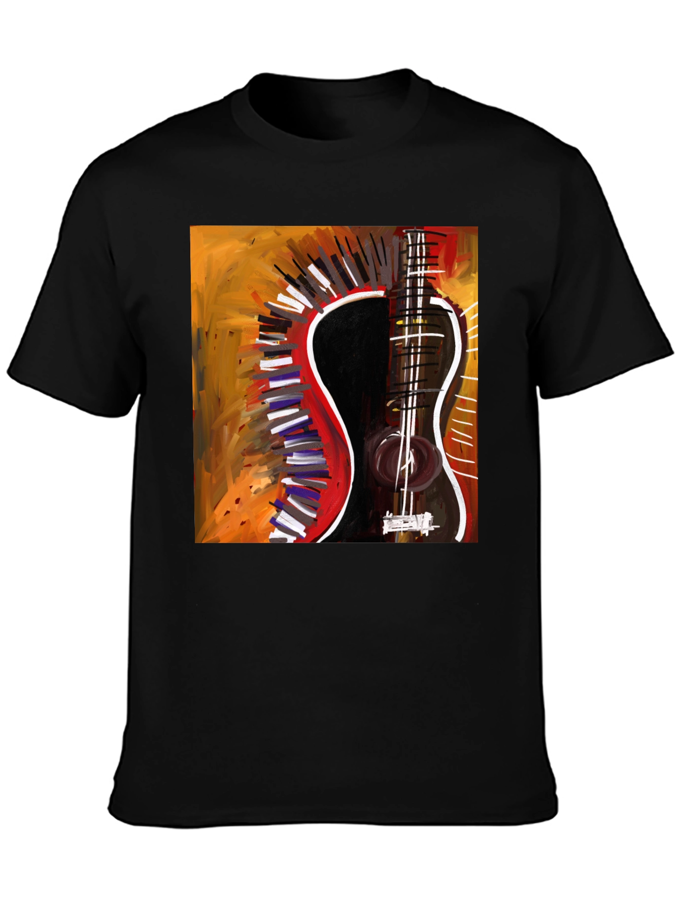 Abstract Guitar Graphic Tee - Stylish Music Lover Shirt
