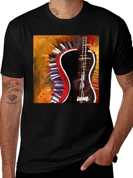 Abstract Guitar Graphic Tee - Stylish Music Lover Shirt