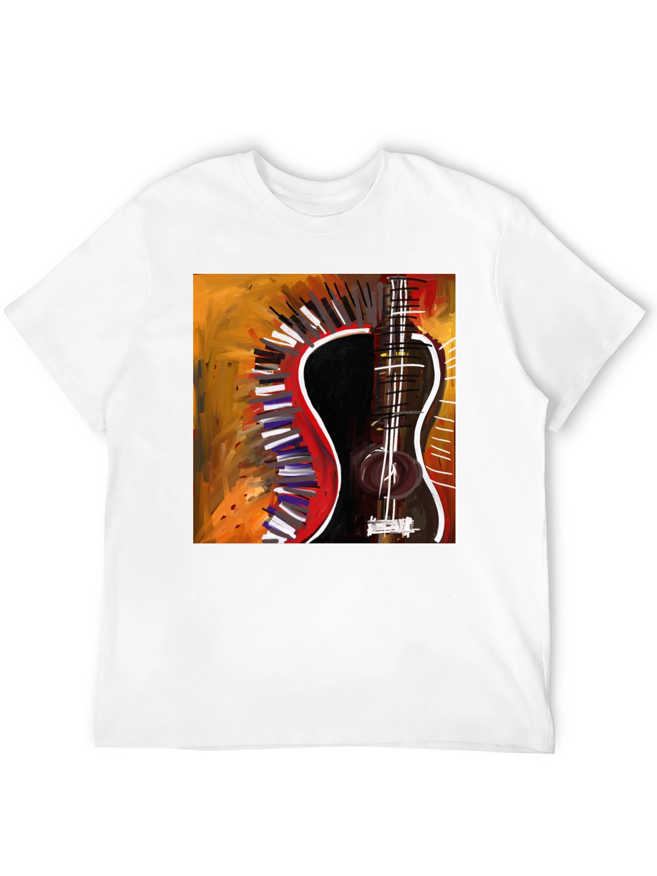 Abstract Guitar Graphic Tee - Stylish Music Lover Shirt