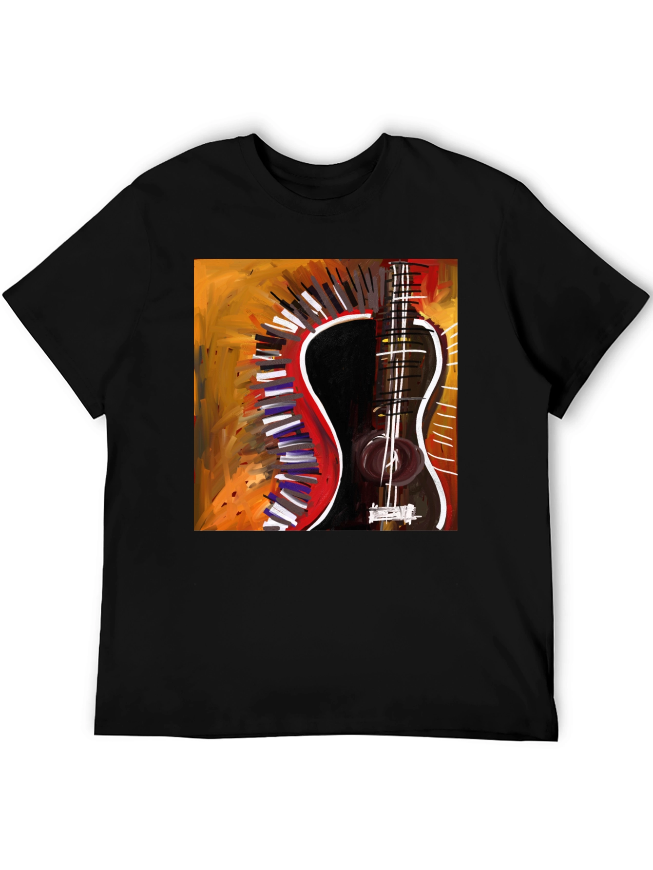 Abstract Guitar Graphic Tee - Stylish Music Lover Shirt