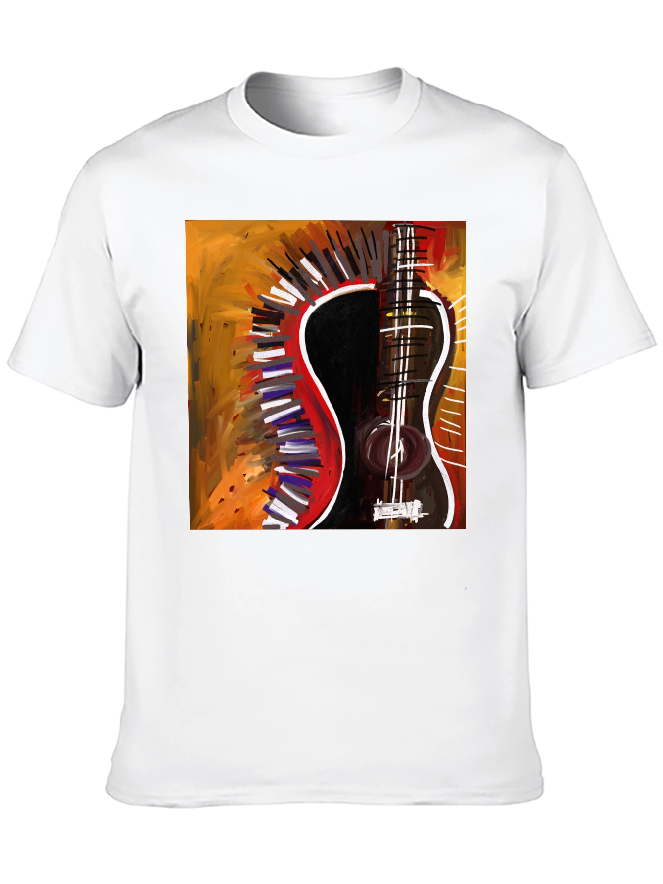 Abstract Guitar Graphic Tee - Stylish Music Lover Shirt