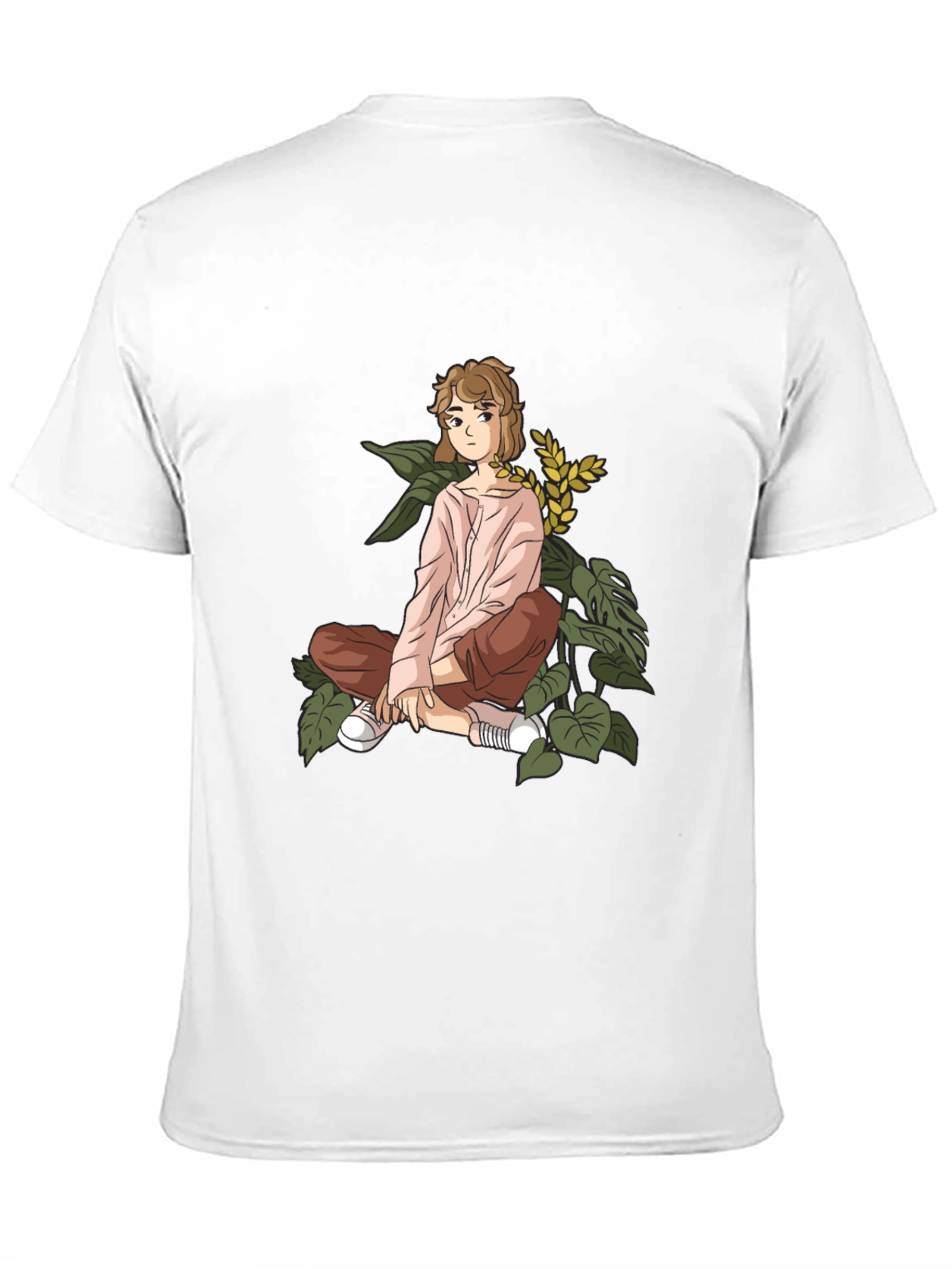 Anime Girl Print Black Cotton Tee