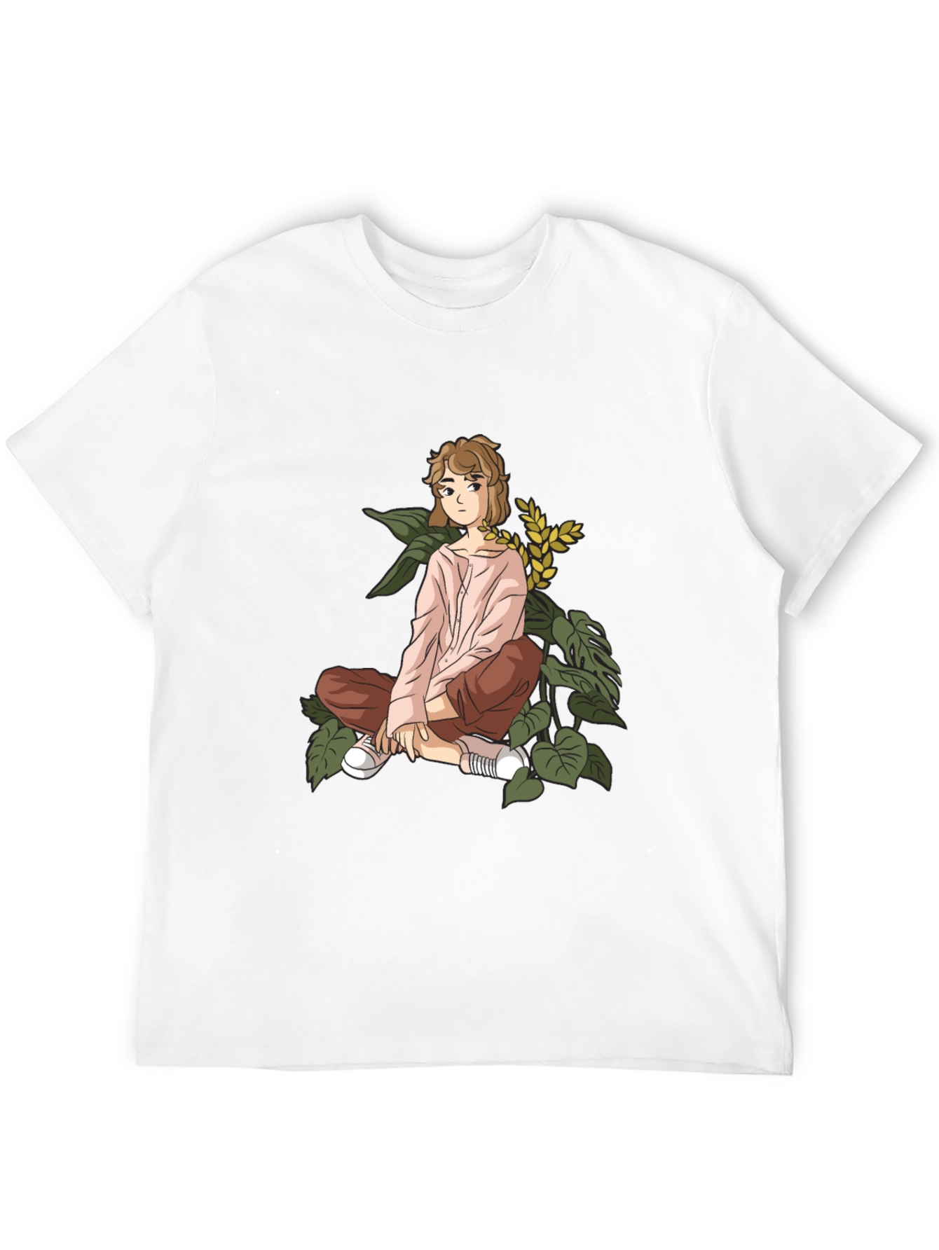 Anime Girl Print Black Cotton Tee