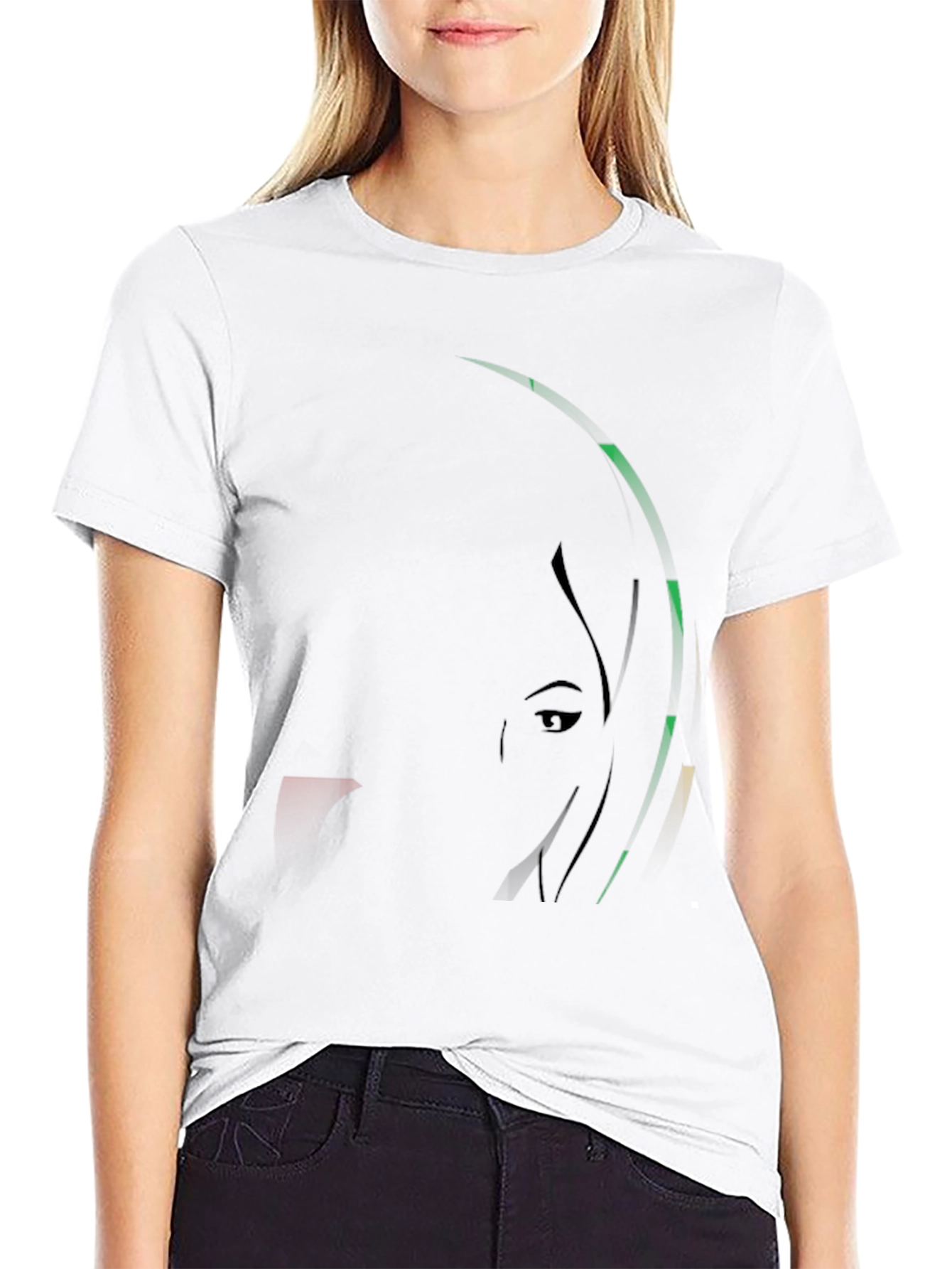 Abstract Portrait Graphic Print Black T-Shirt