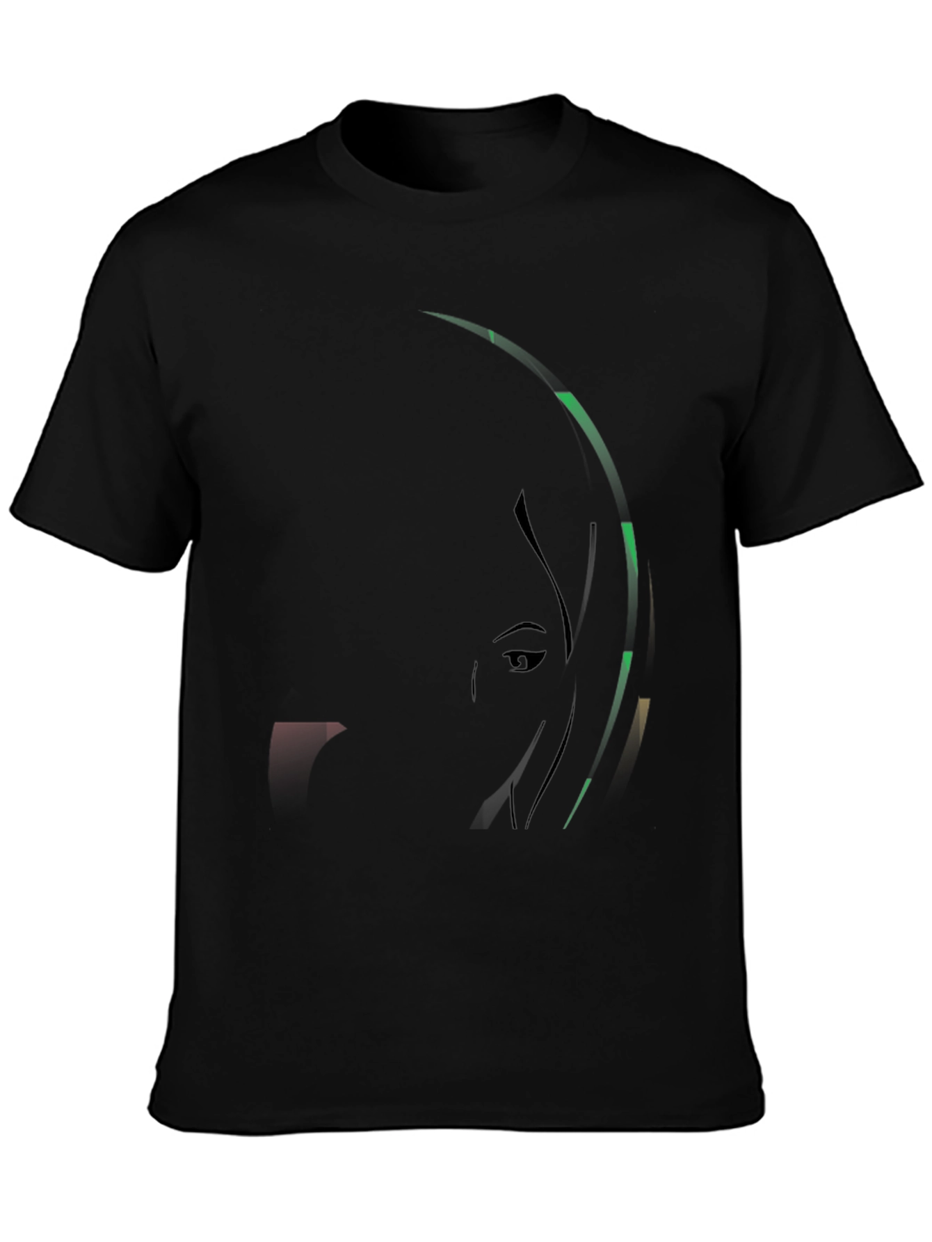 Abstract Portrait Graphic Print Black T-Shirt