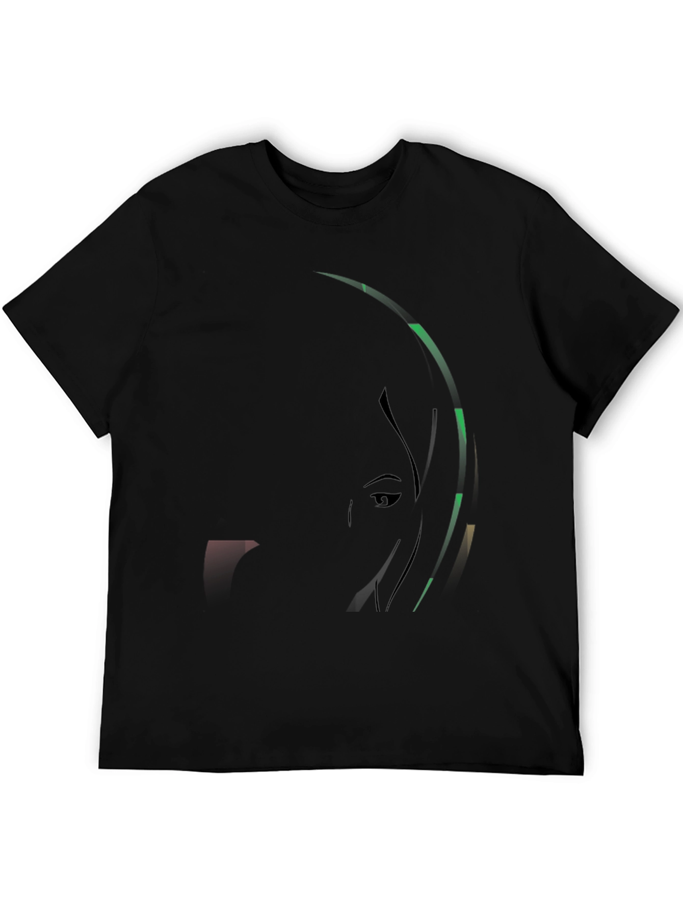 Abstract Portrait Graphic Print Black T-Shirt