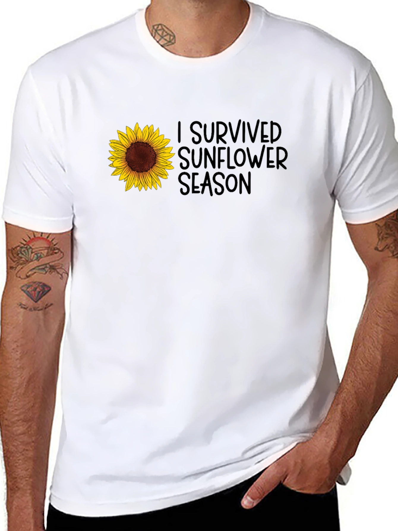 I Survived Sunflower Season Black T-Shirt