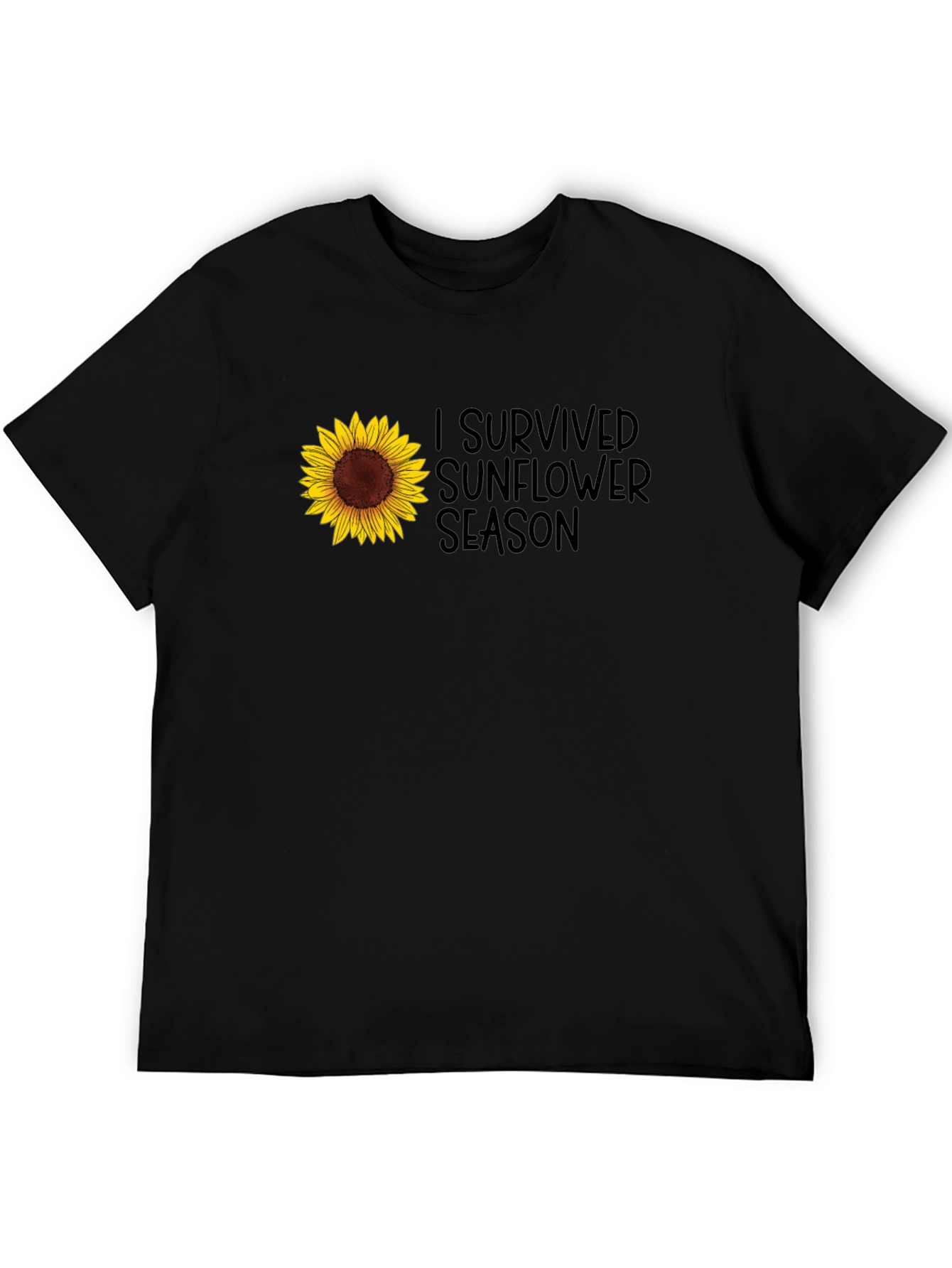 I Survived Sunflower Season Black T-Shirt