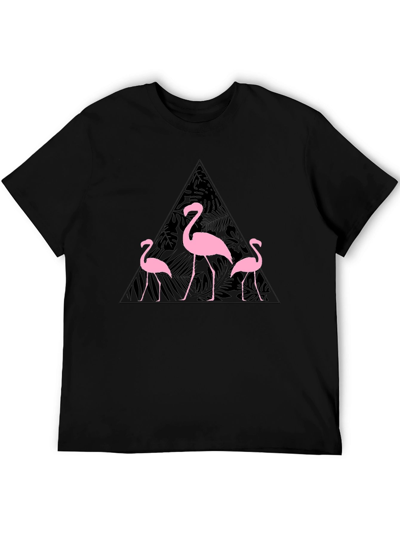 Flamingo Triangle Graphic T-Shirt - Black