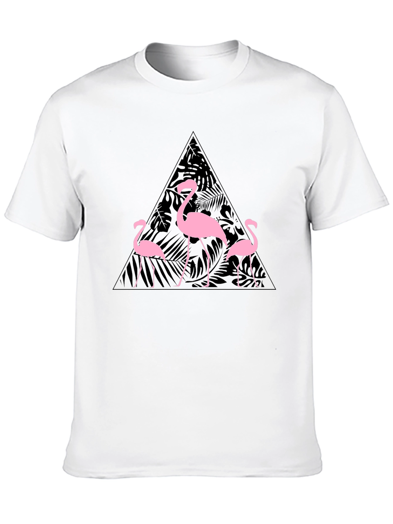 Flamingo Triangle Graphic T-Shirt - Black