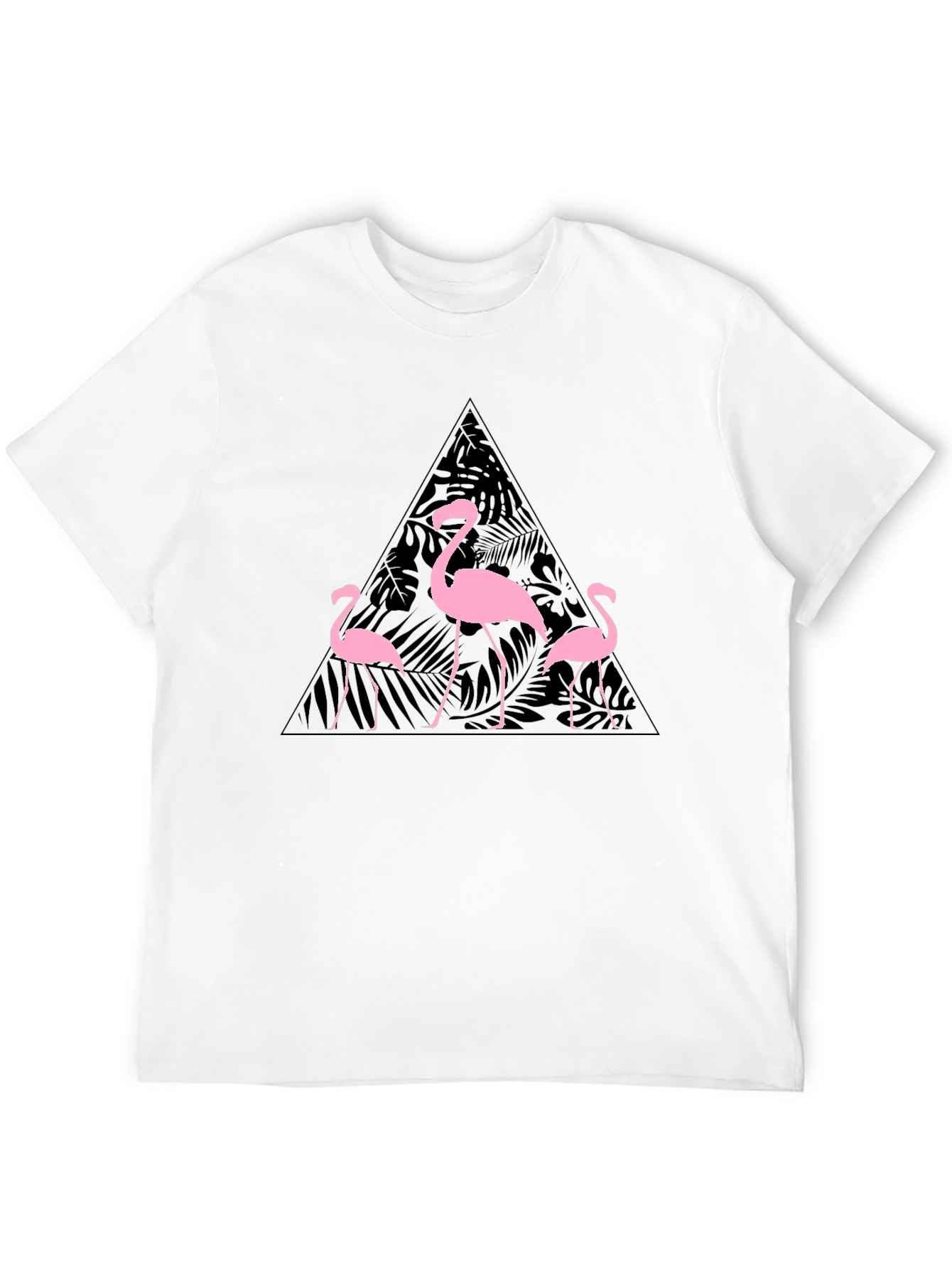 Flamingo Triangle Graphic T-Shirt - Black