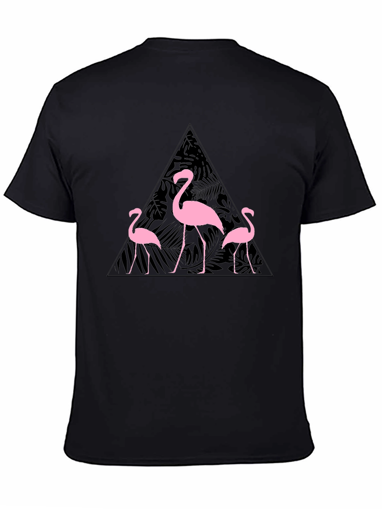 Flamingo Triangle Graphic T-Shirt - Black