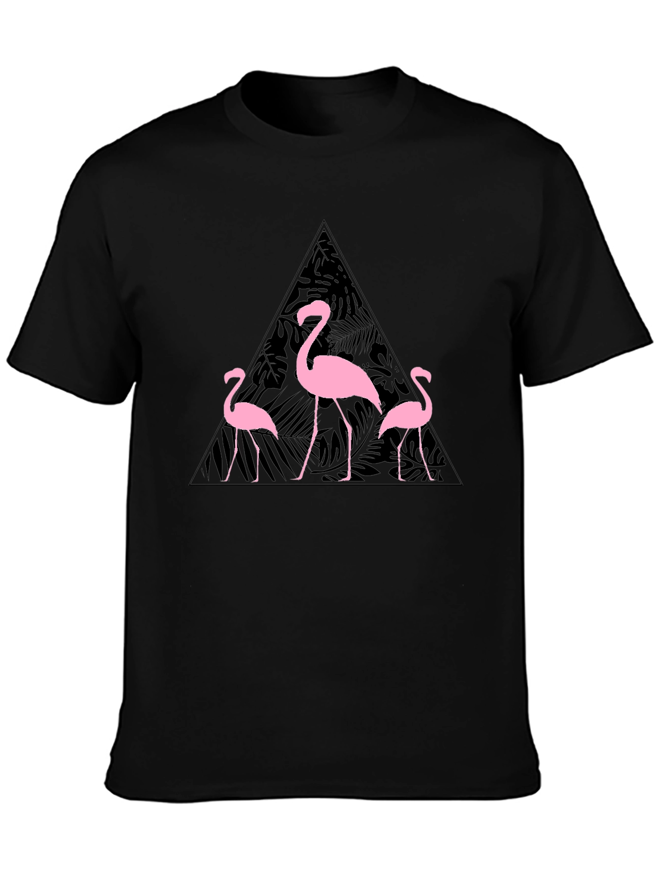Flamingo Triangle Graphic T-Shirt - Black
