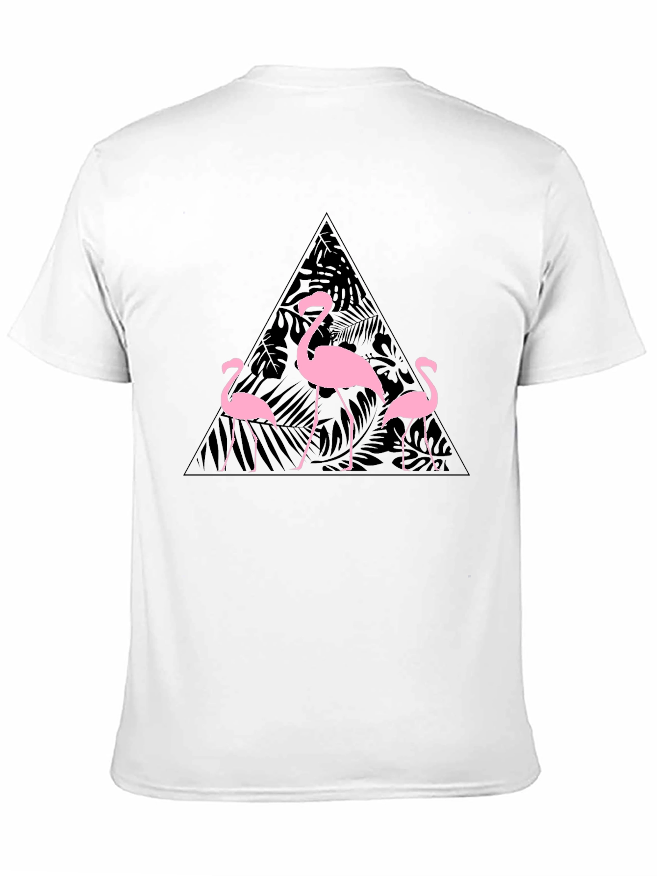 Flamingo Triangle Graphic T-Shirt - Black