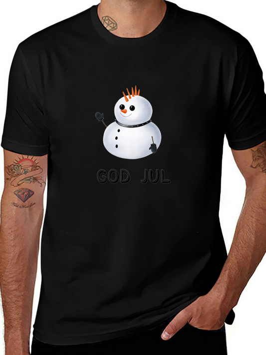 God Jul Snowman T-Shirt - Holiday Festive Style