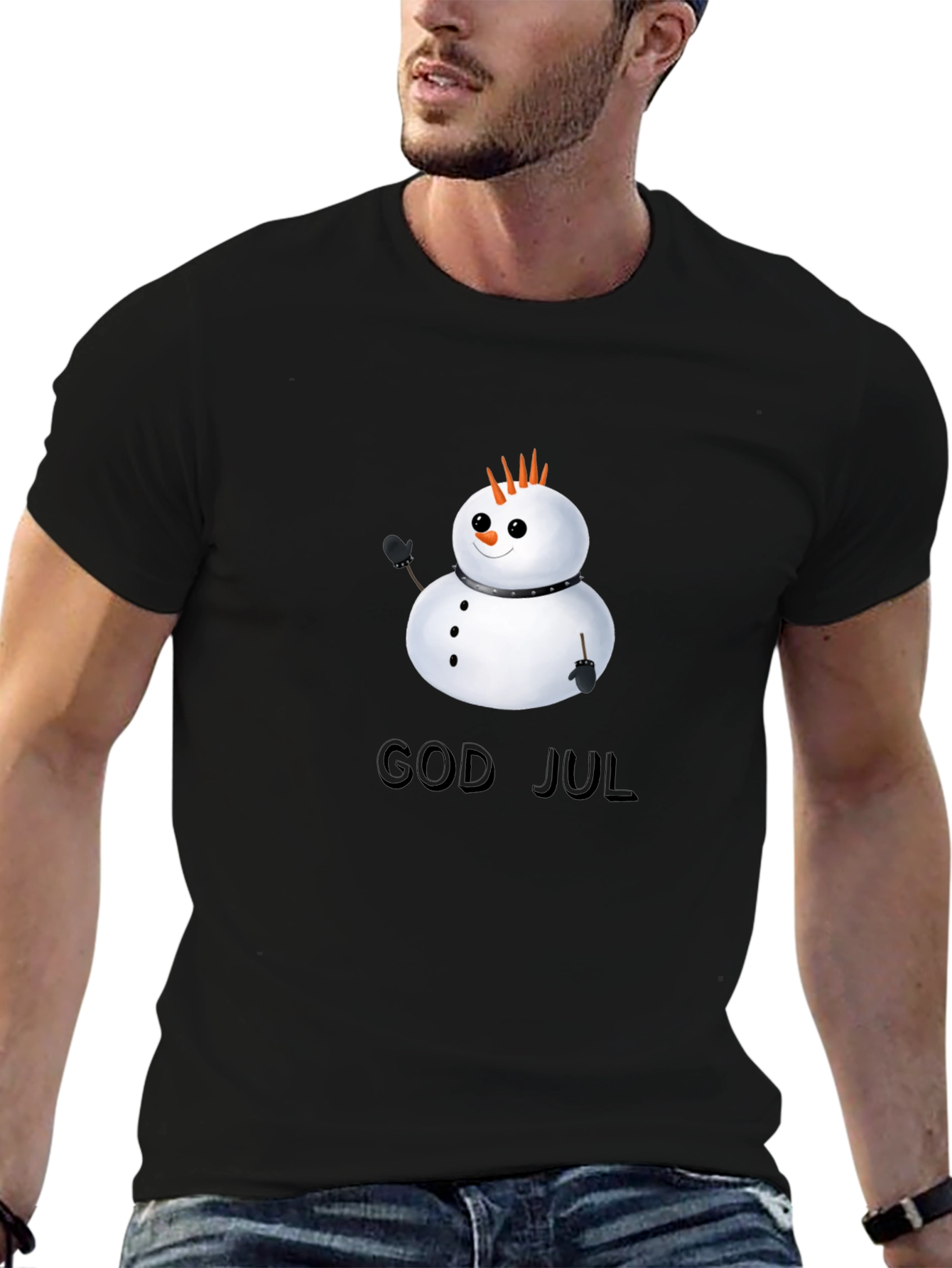 God Jul Snowman T-Shirt - Holiday Festive Style