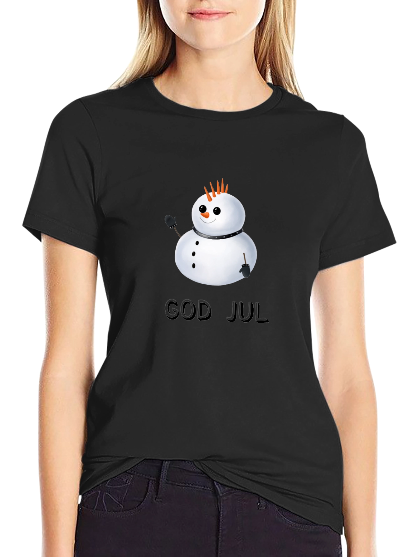 God Jul Snowman T-Shirt - Holiday Festive Style