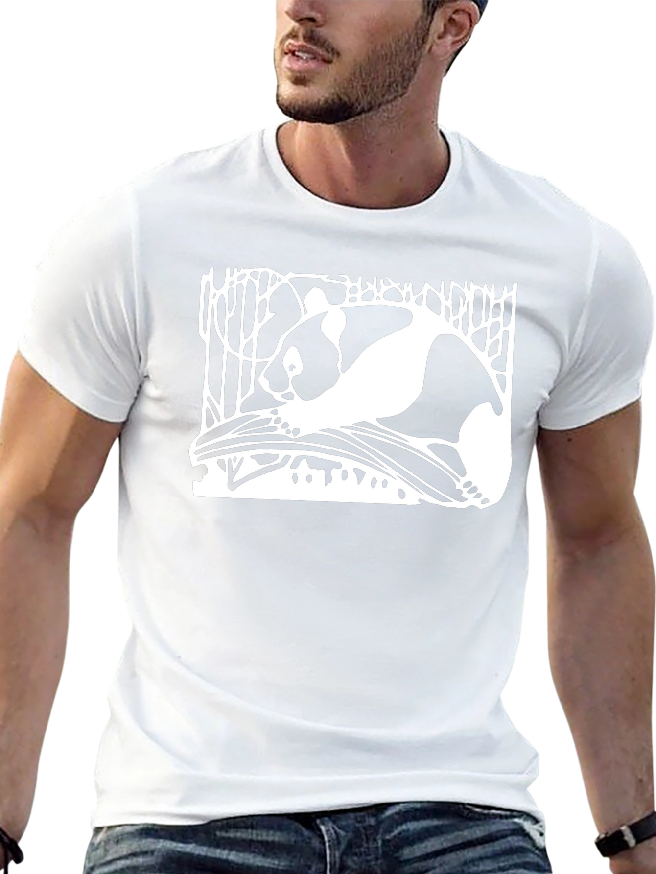 Panda Graphic Print Black T-Shirt