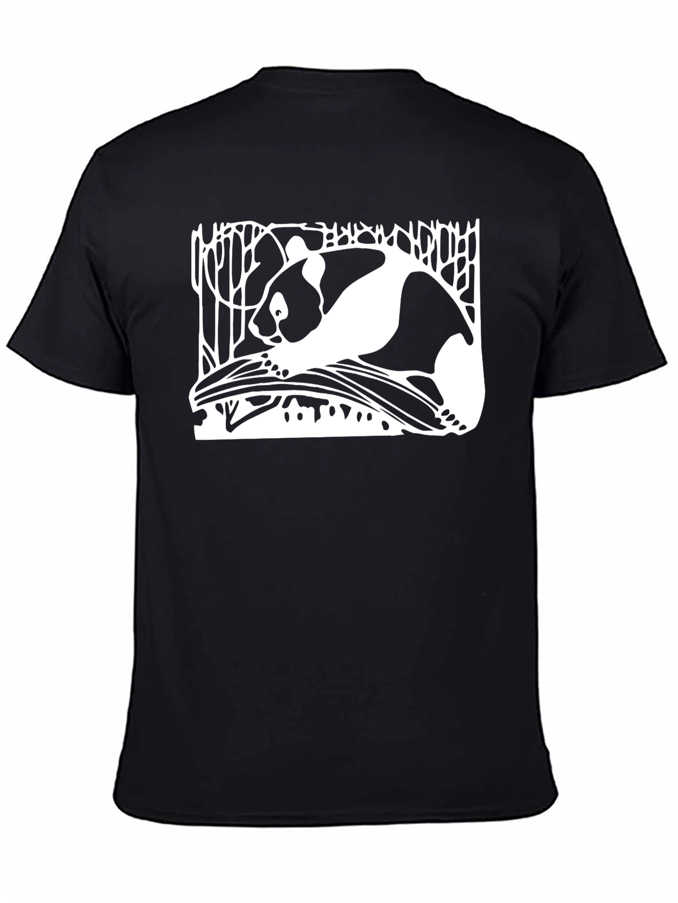 Panda Graphic Print Black T-Shirt