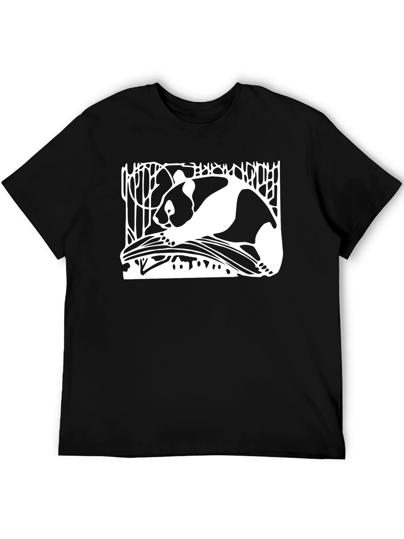 Panda Graphic Print Black T-Shirt