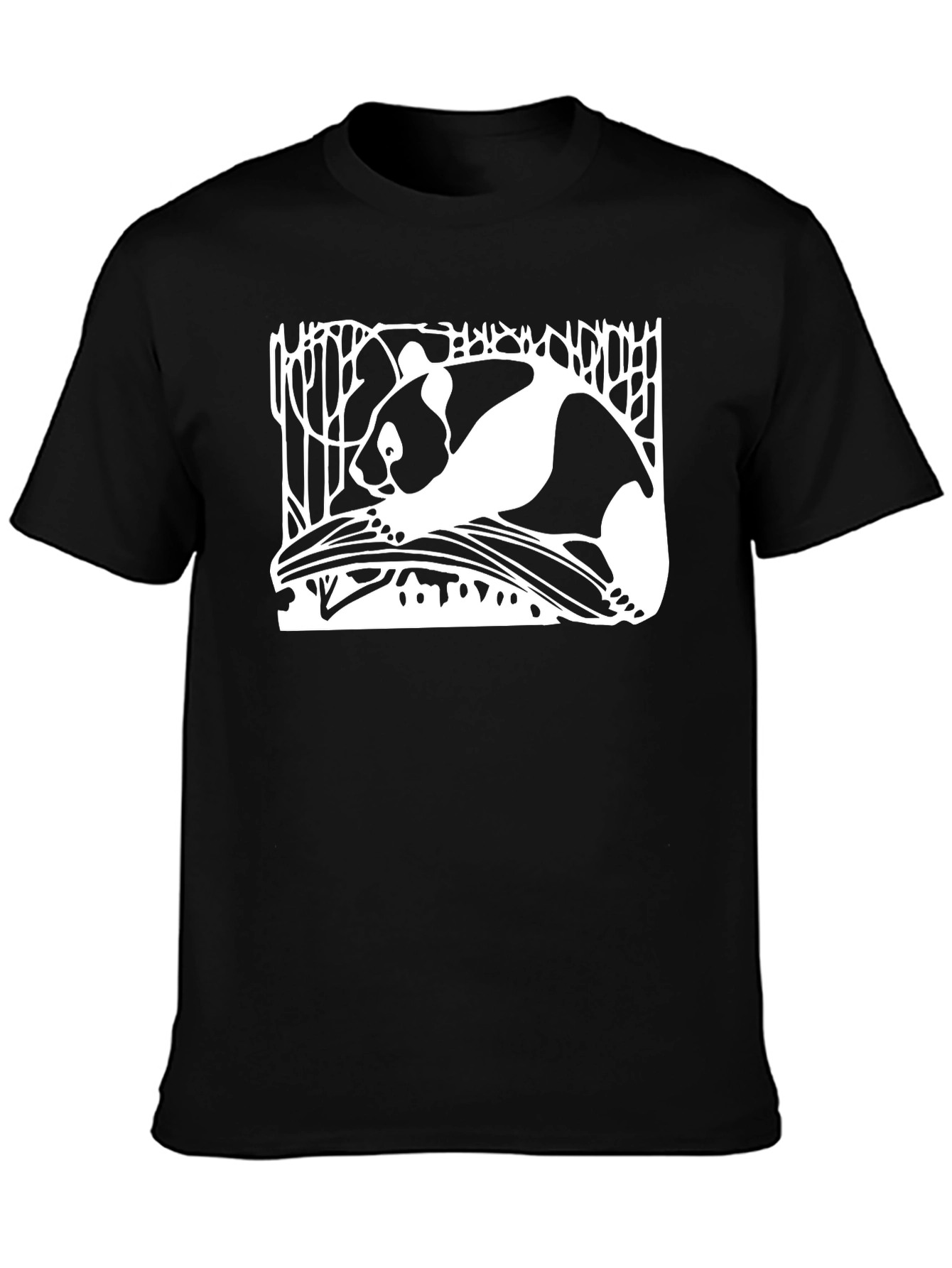 Panda Graphic Print Black T-Shirt