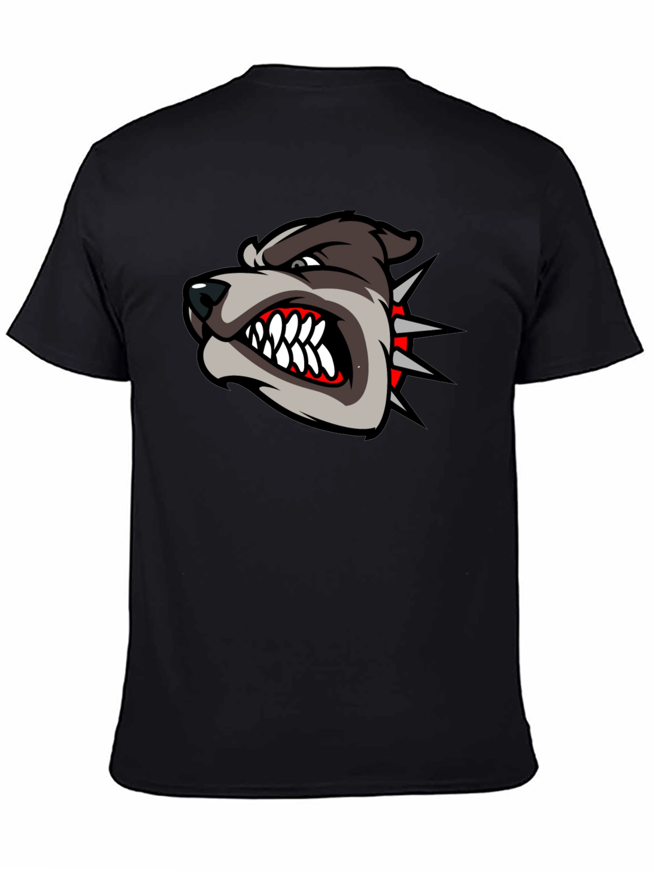 Mens Black T-Shirt with Aggressive Dog Graphic